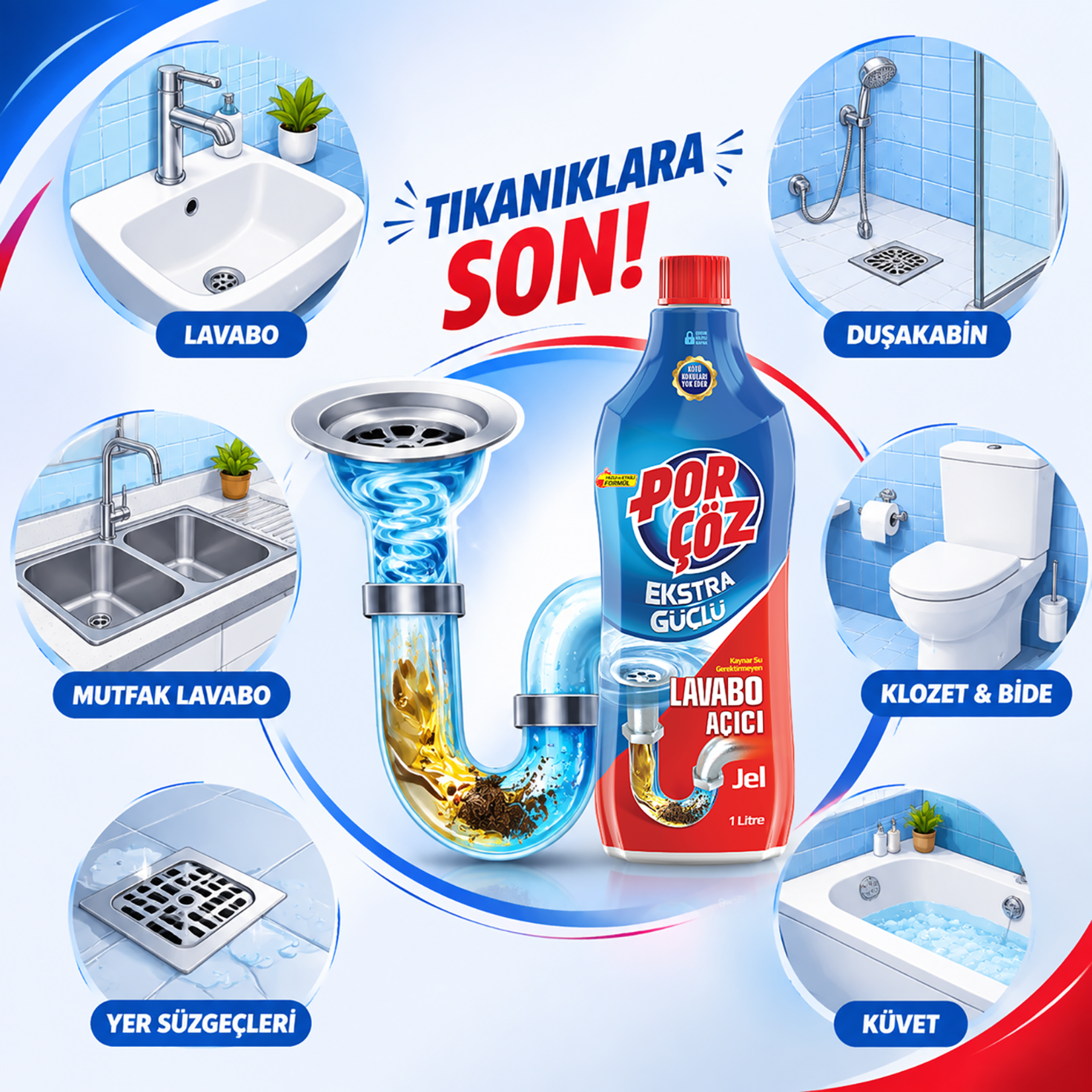 Porçöz Jel Lavabo Açıcı 1 L - Görsel 5