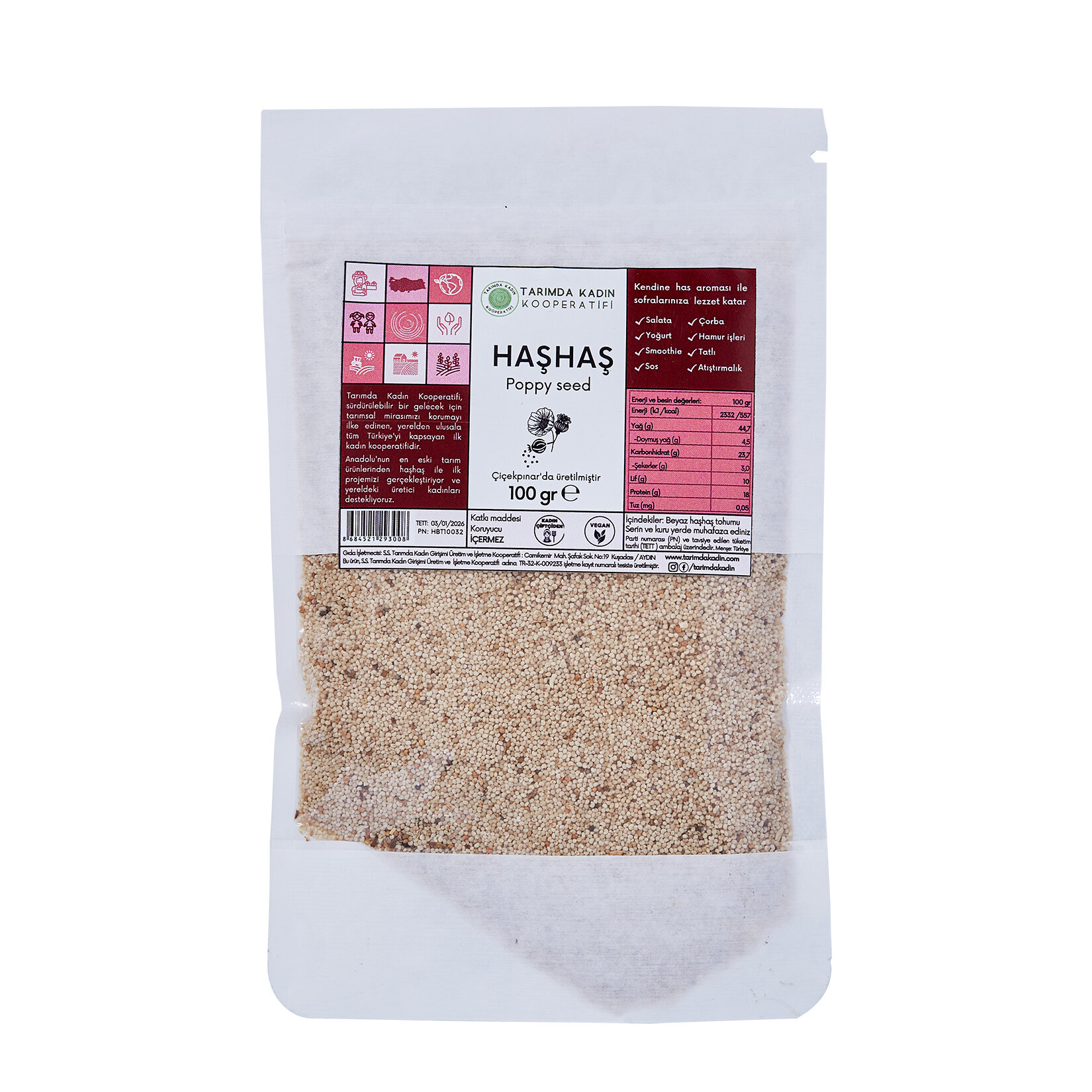 Tarımda Kadın Kooperatifi Beyaz Haşhaş Tohumu 100G