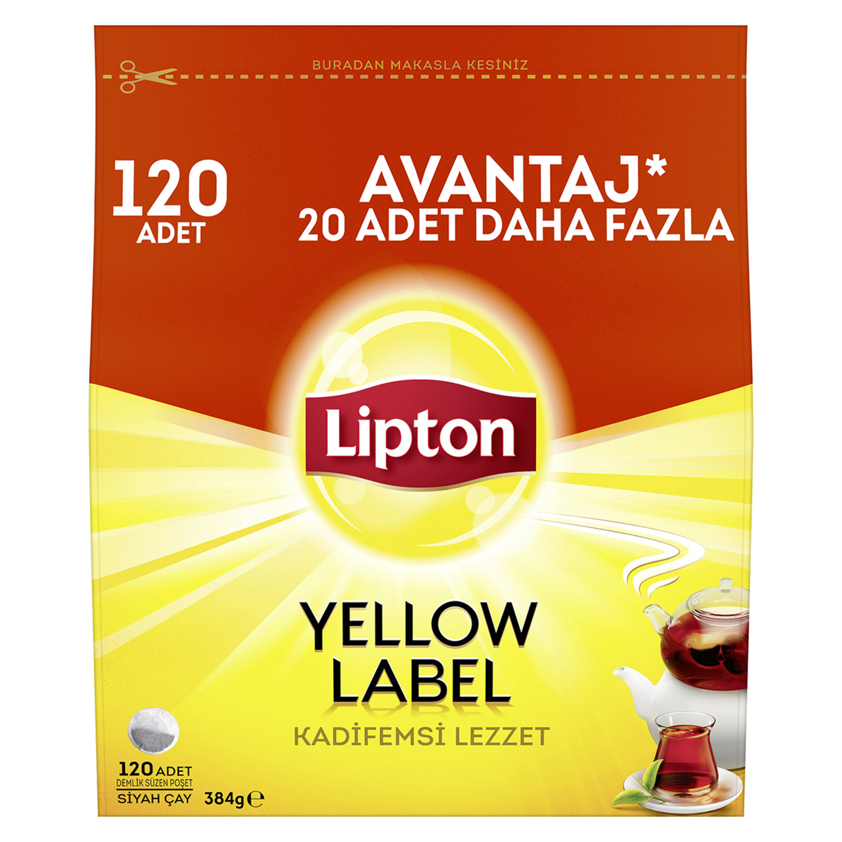 Lipton Yellow Label Demlik Poşet Çay 120'li 384 G