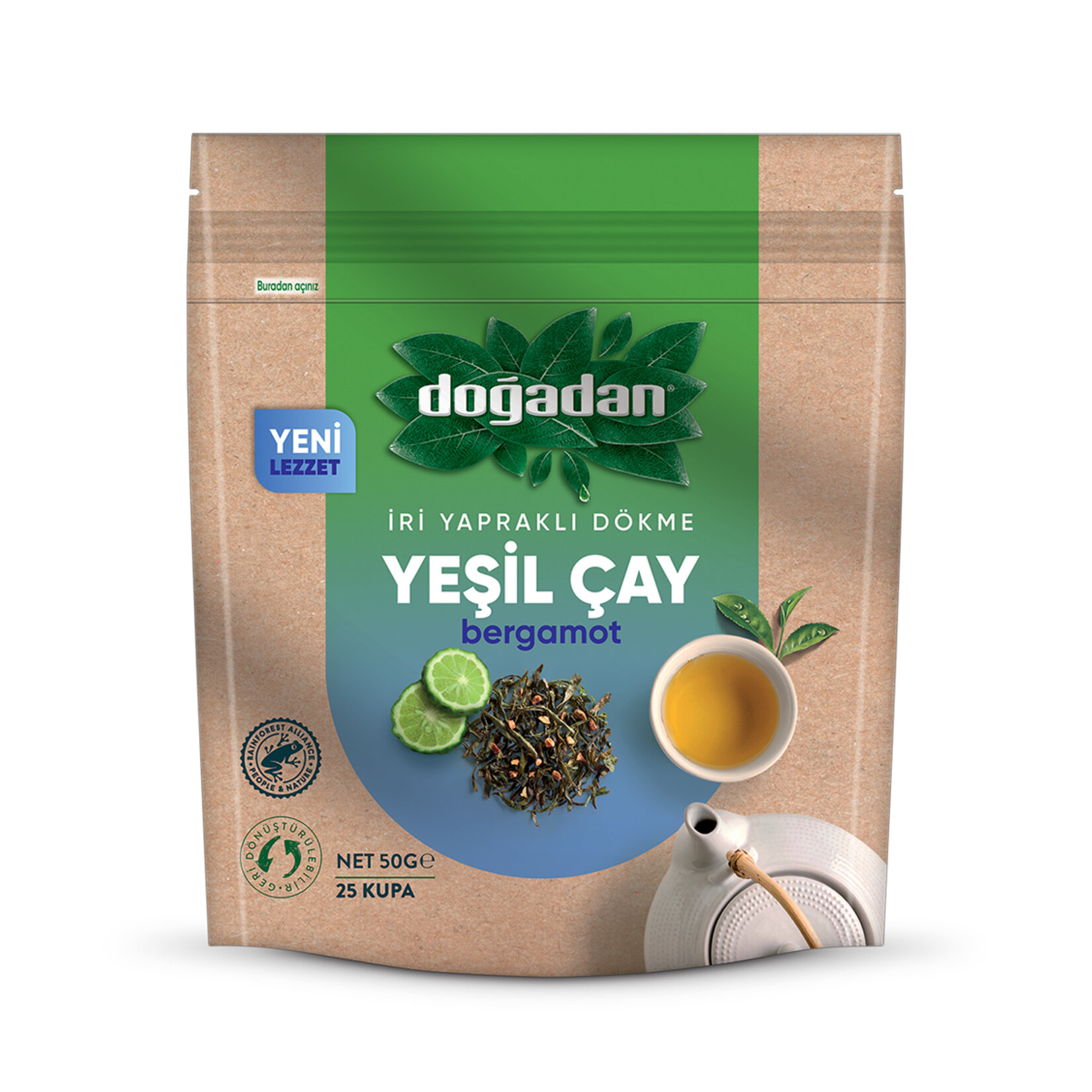 Doğadan İri Yapraklı Dökme Yeşil Çay Bergamotl.50g