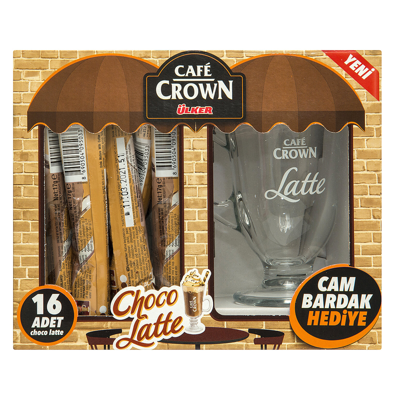 Cafe Crown Choco Latte 17 G*16lı (Bardak Hediyeli)
