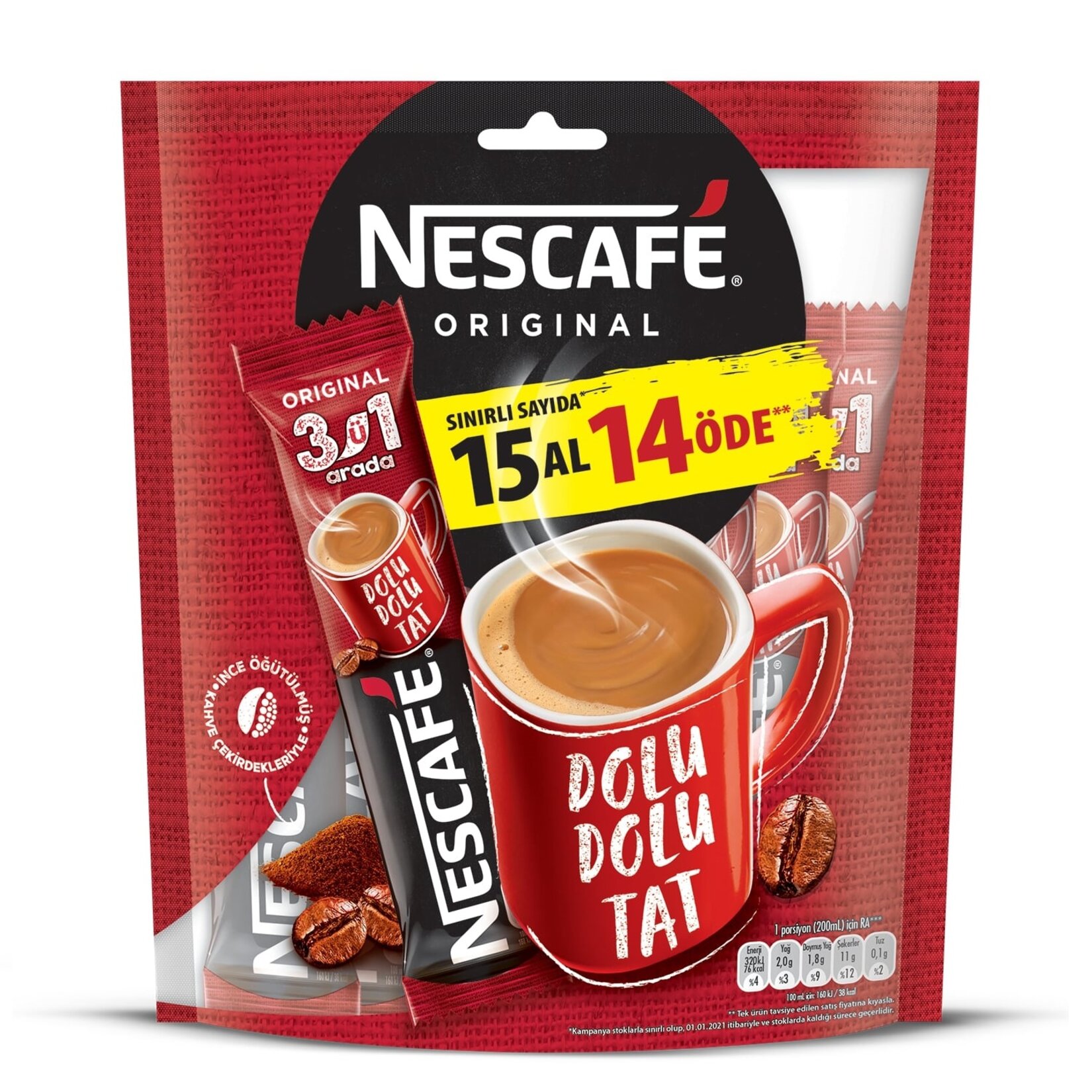Nescafe 3'Ü 1 Arada 17.5 G x 15'li (15 Al 14 Öde)