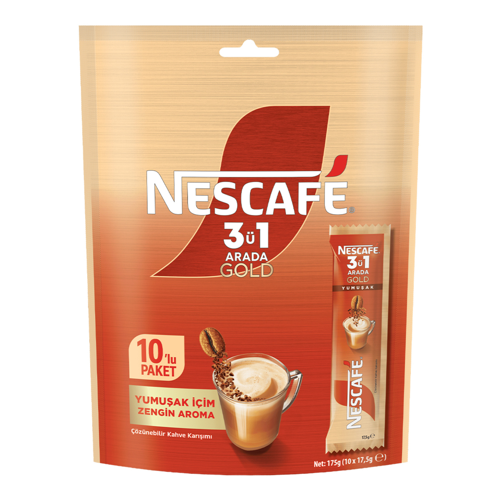 Nescafe 3ü1 Arada Gold Yumuşak Çoklu Paket 10 x 17.5 G