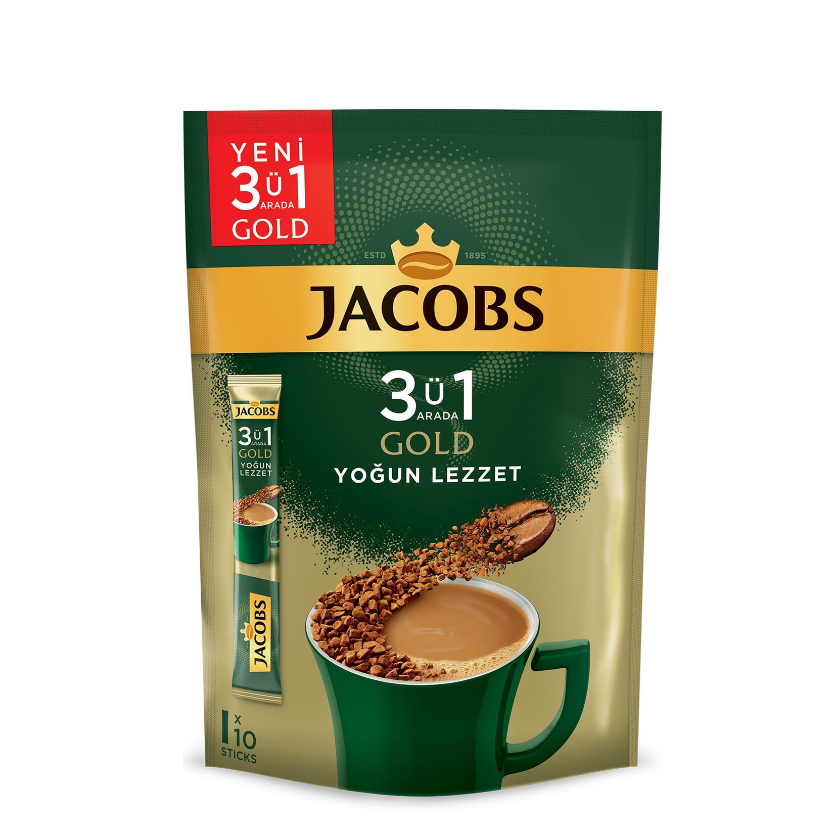 Jacobs Gold 3 ü 1 Arada Yoğun Lezzet 10'lu Paket x 18 g