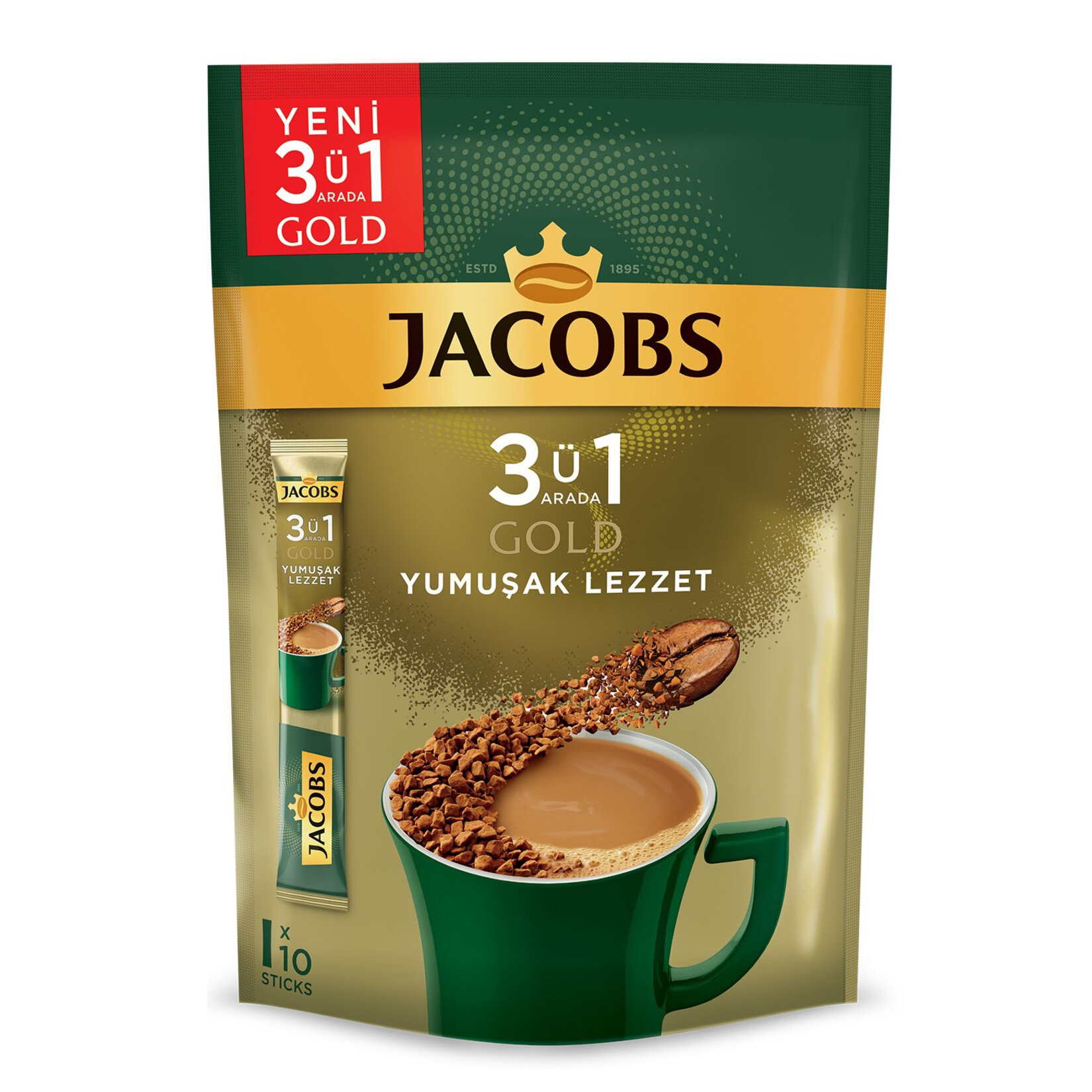 Jacobs Gold 3 ü 1 Arada Yumuşak Lezzet 10'lu Paket x 18 g