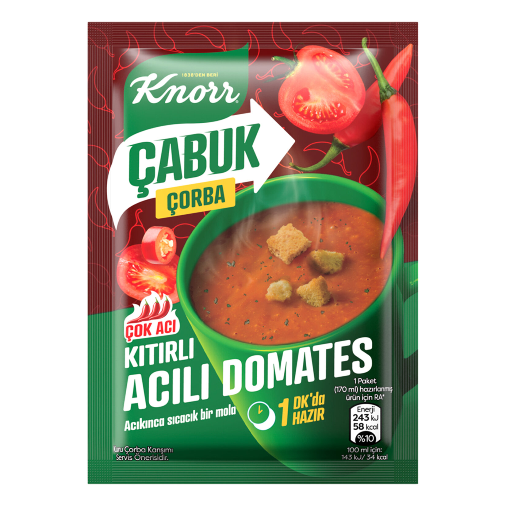 Knorr Çabuk Çorba Kıtırlı Acılı Domates 22 G