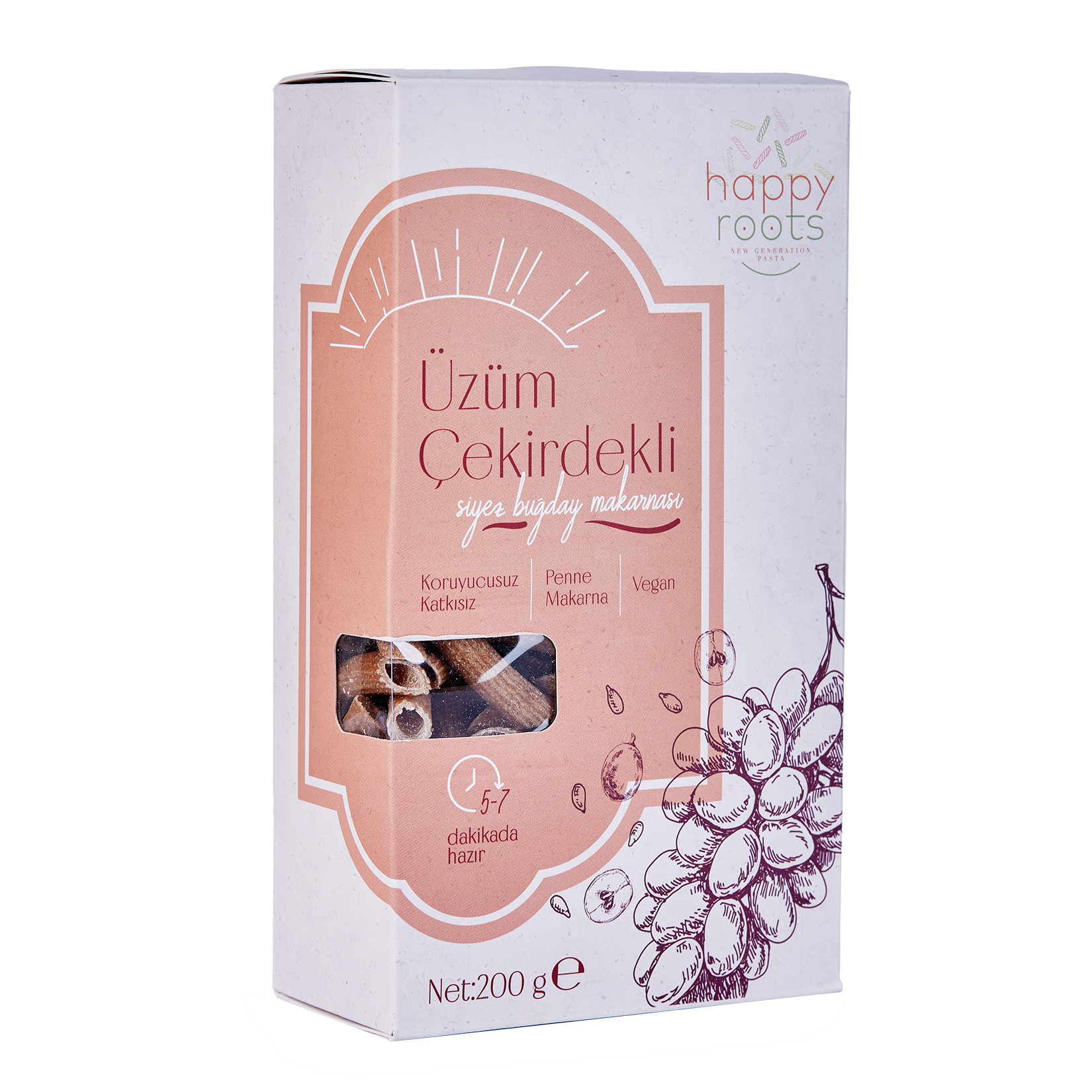 Happy Roots Üzüm Çekirdekli Siyez Makarna 200 G
