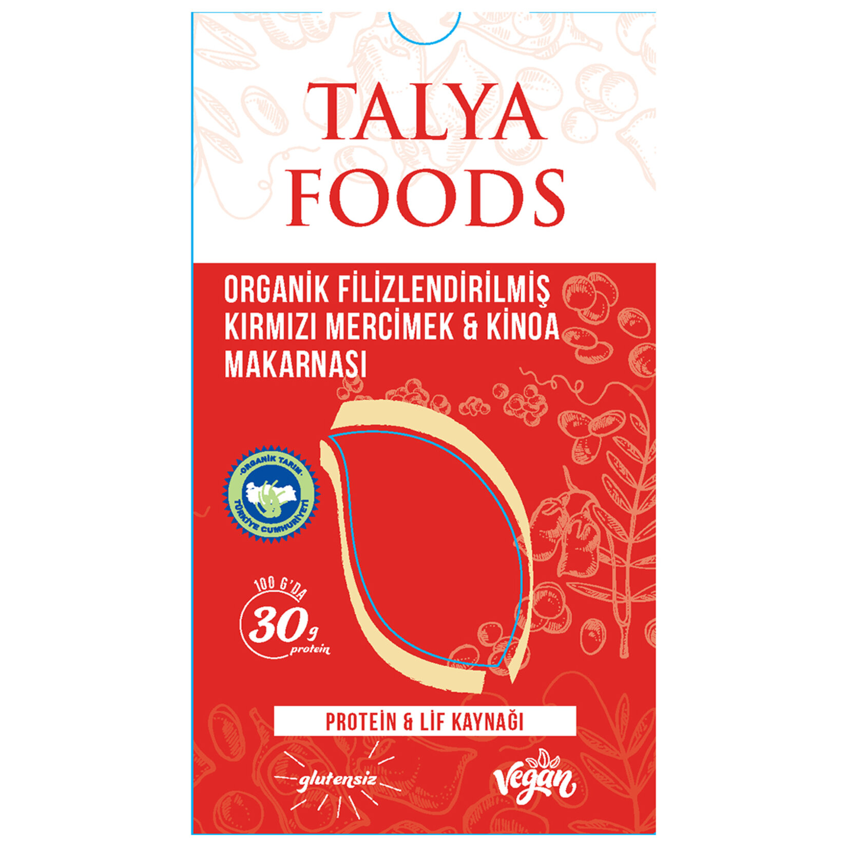 Talya Foods Filizlendirilmiş Kırmızı Mercimek Kinoa Makarna 200G