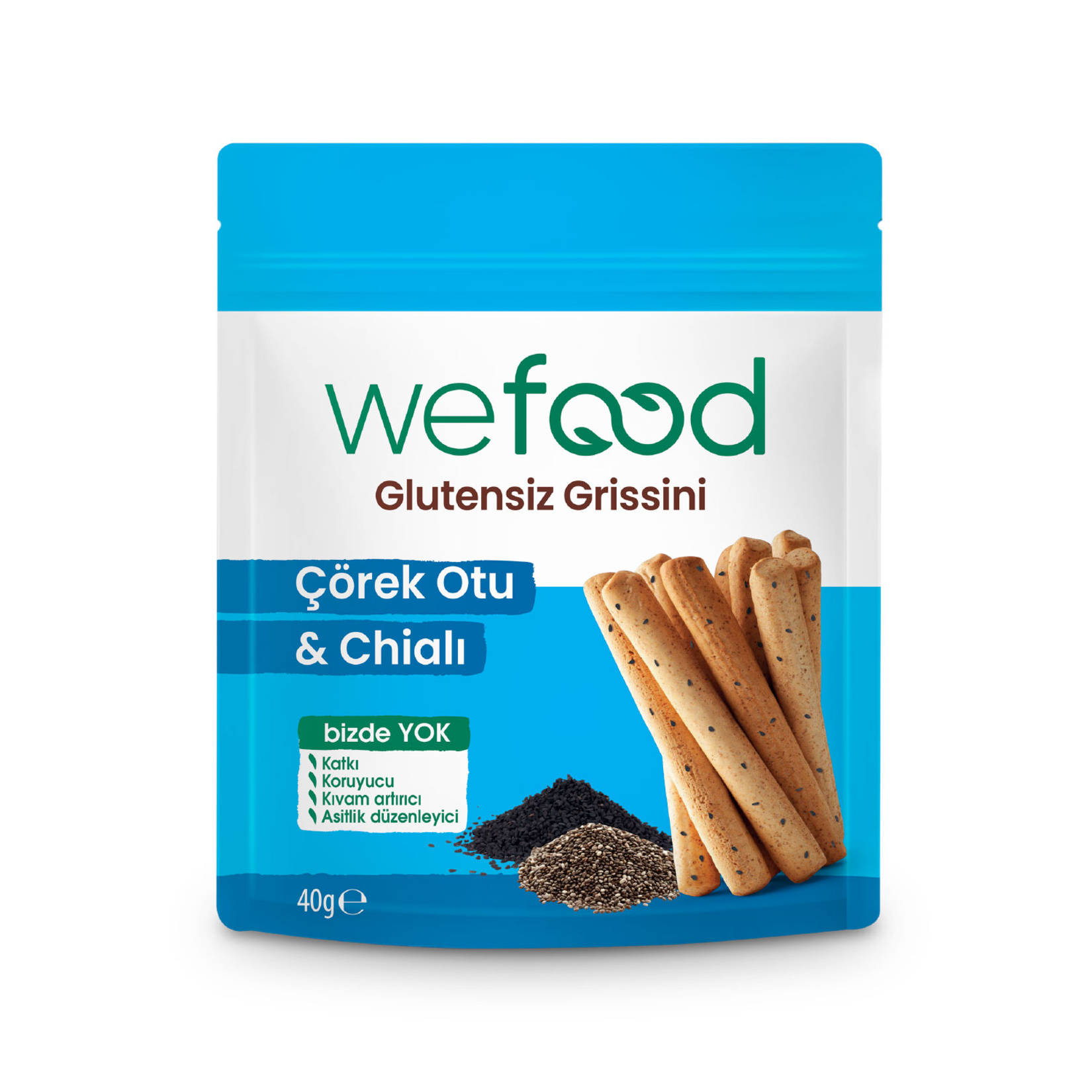 Wefood Glutensiz Grissini Çörek Otu & Chialı 40 G