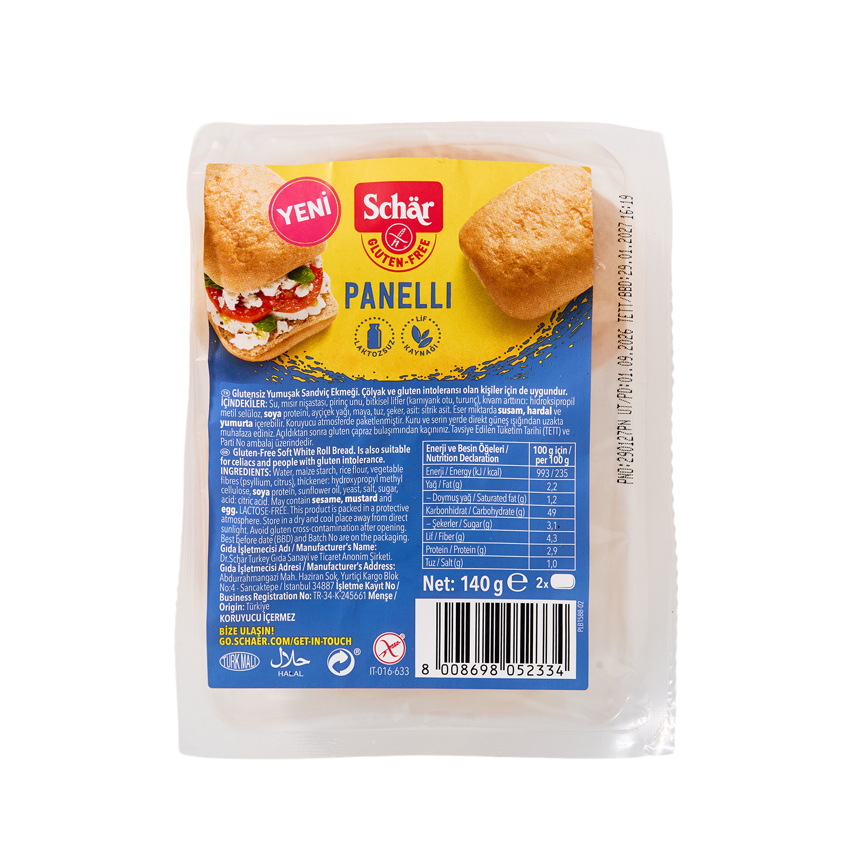 Schar Panelli Glutensiz Sandviç Ekmeği 2 x 70 G
