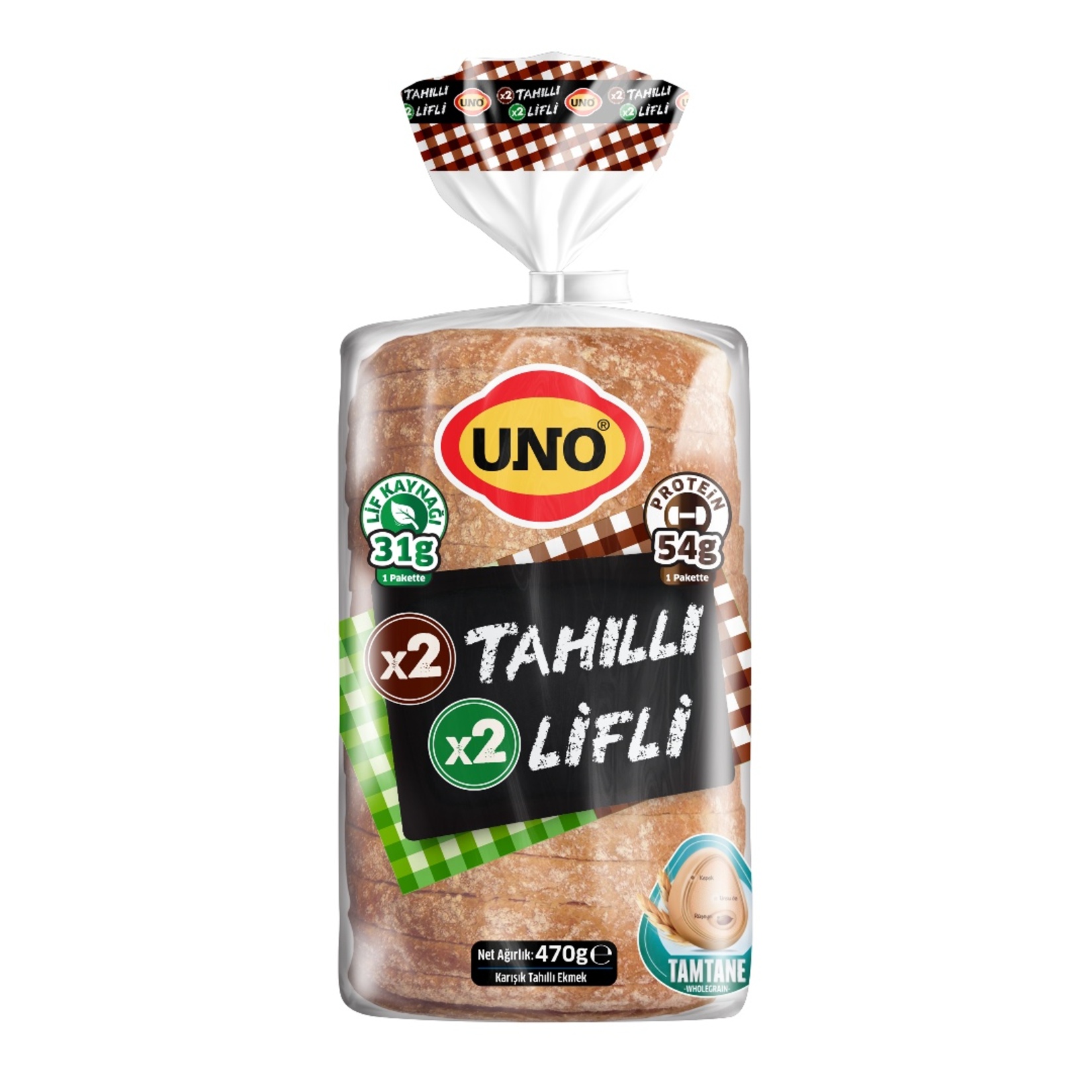 Uno İki Kat Tahıllı İki Kat Lifli Tava Ekmeği 470 G