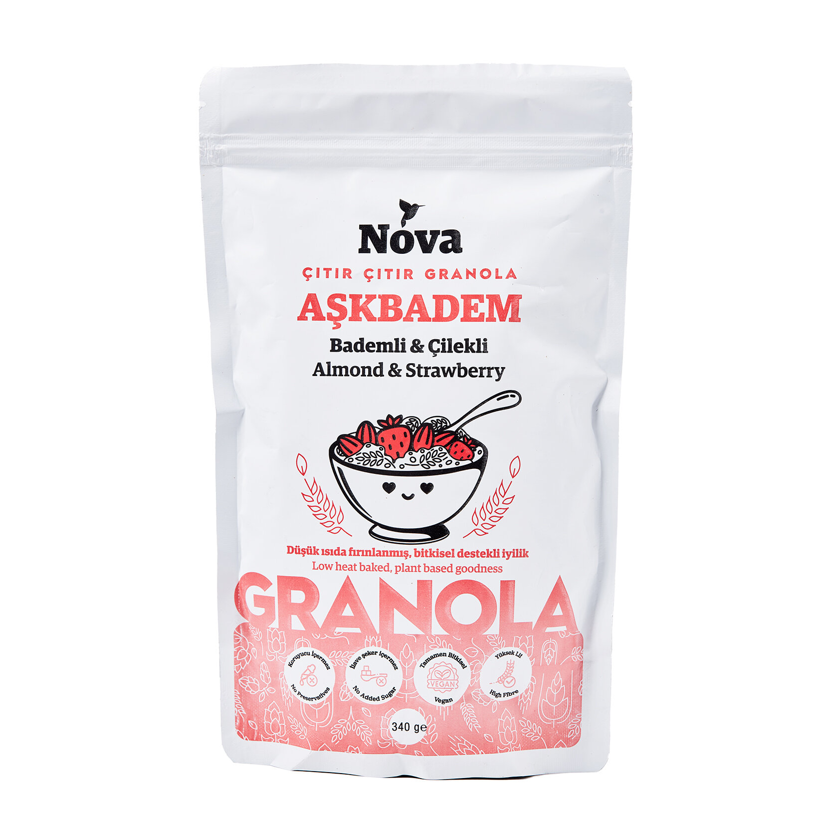 Nova Bademli ve Çilekli Granola Aşk Badem 340G