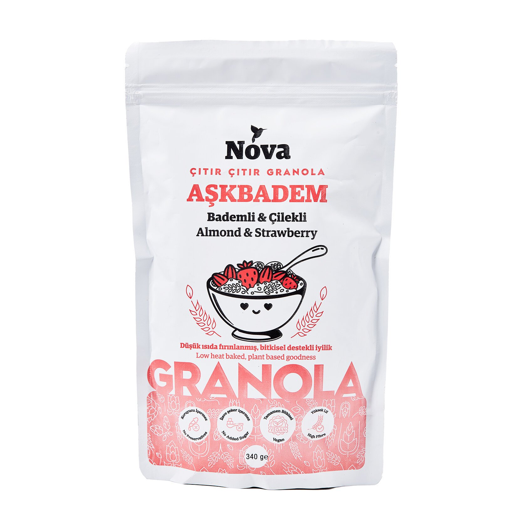 Nova Bademli ve Çilekli Granola Aşk Badem 340G