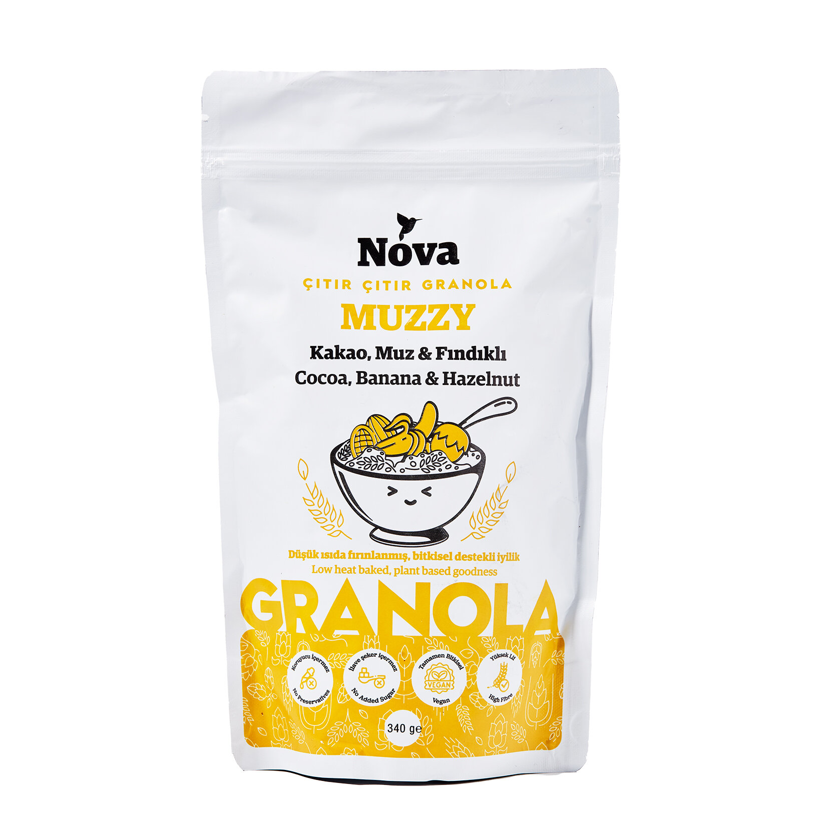 Nova Kakao Muz ve Fındıklı Granola Muzzy 340 G