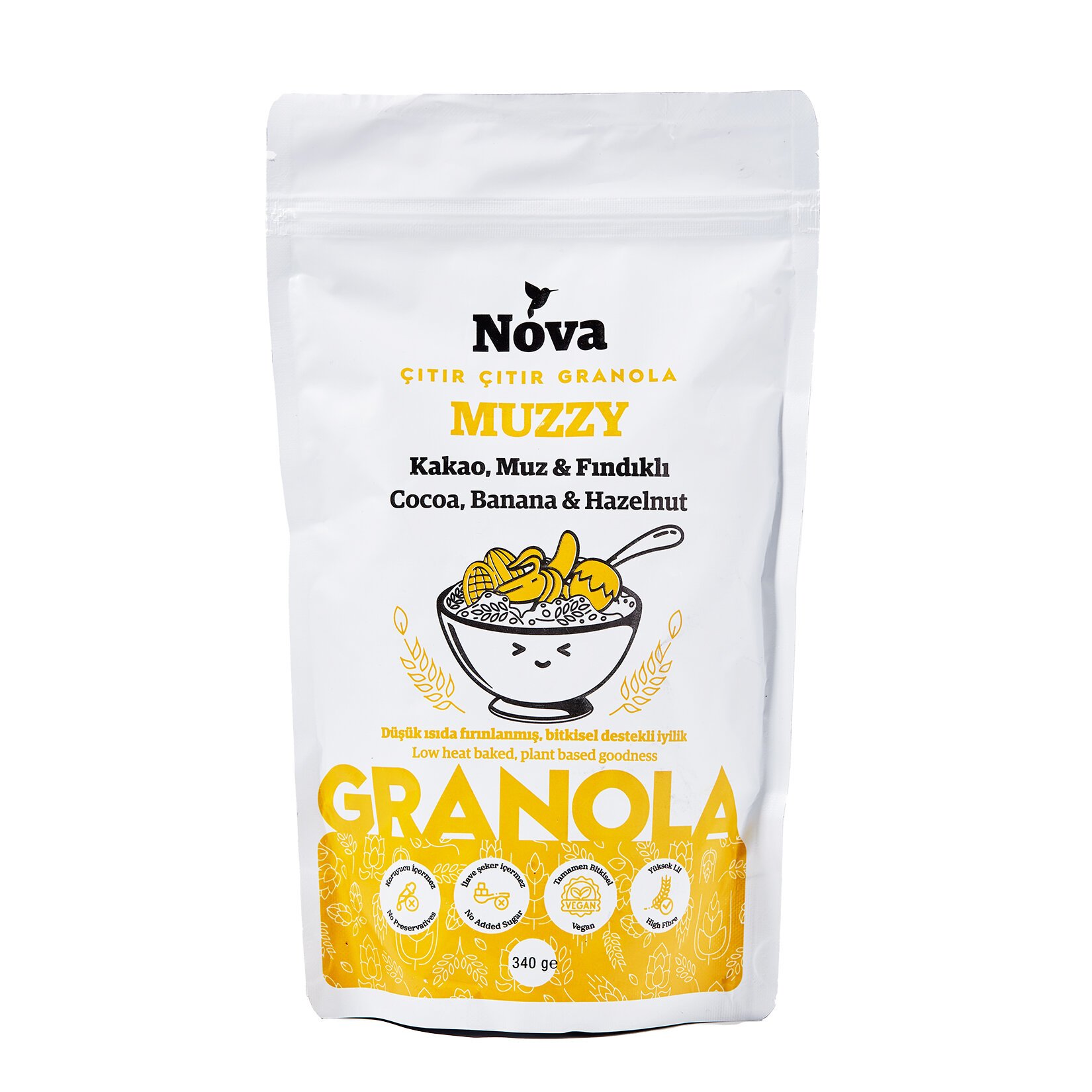 Nova Kakao Muz ve Fındıklı Granola Muzzy 340 G