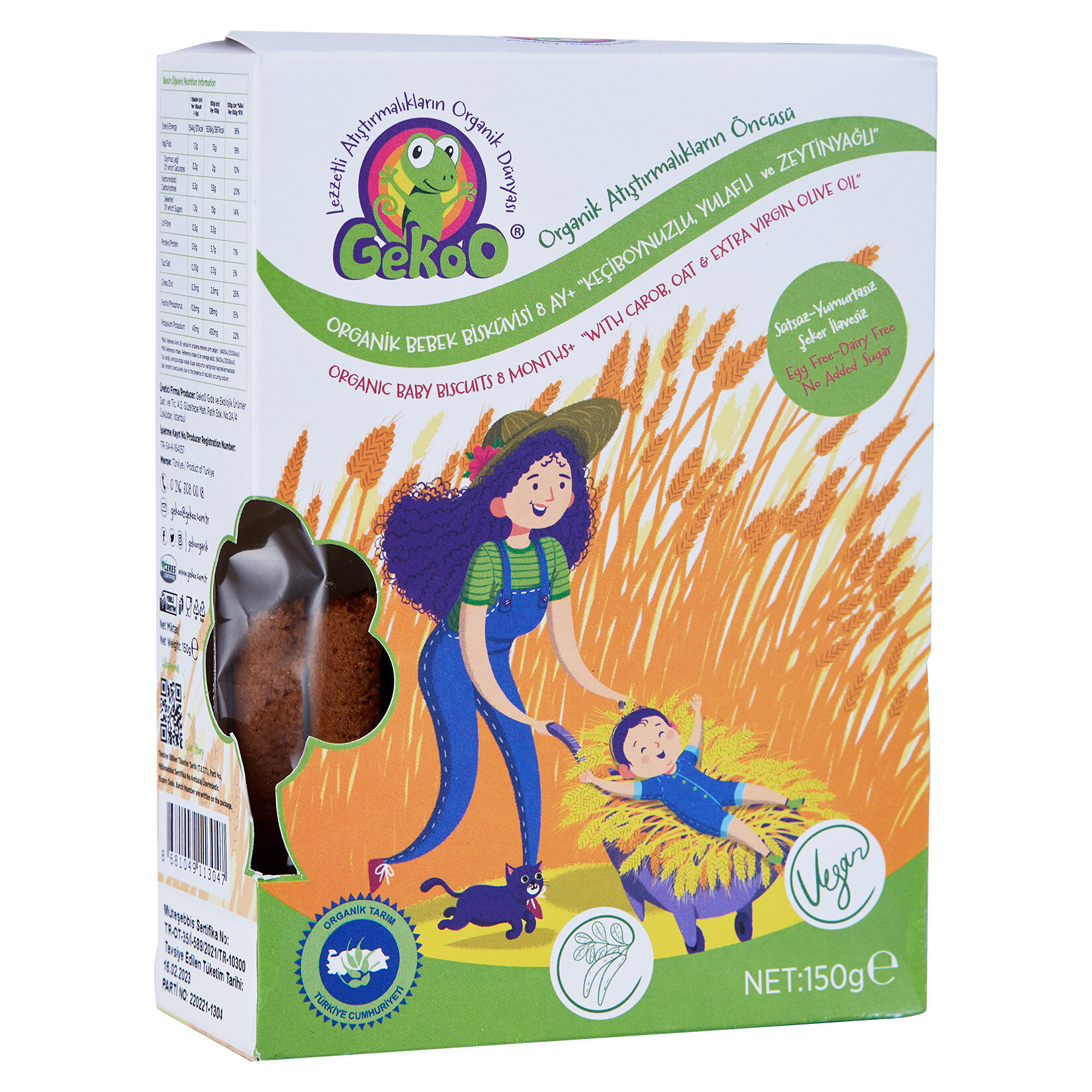 Gekoo Yulaflı Keçiboynuzlu Organik Bebek Bisküvisi 150 G
