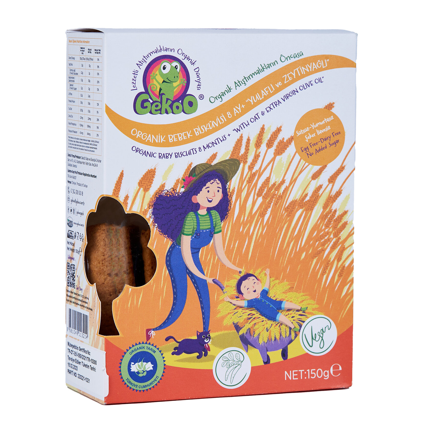 Gekoo Yulaflı Organik Bebek Bisküvisi 150 G