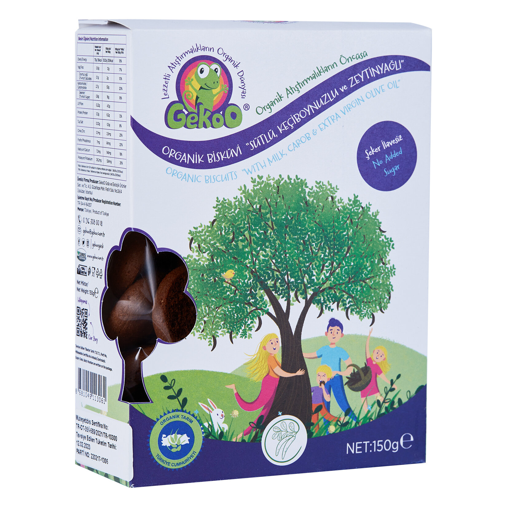 Gekoo Organik Sütlü Keçiboynuzlu Bisküvi 150 G