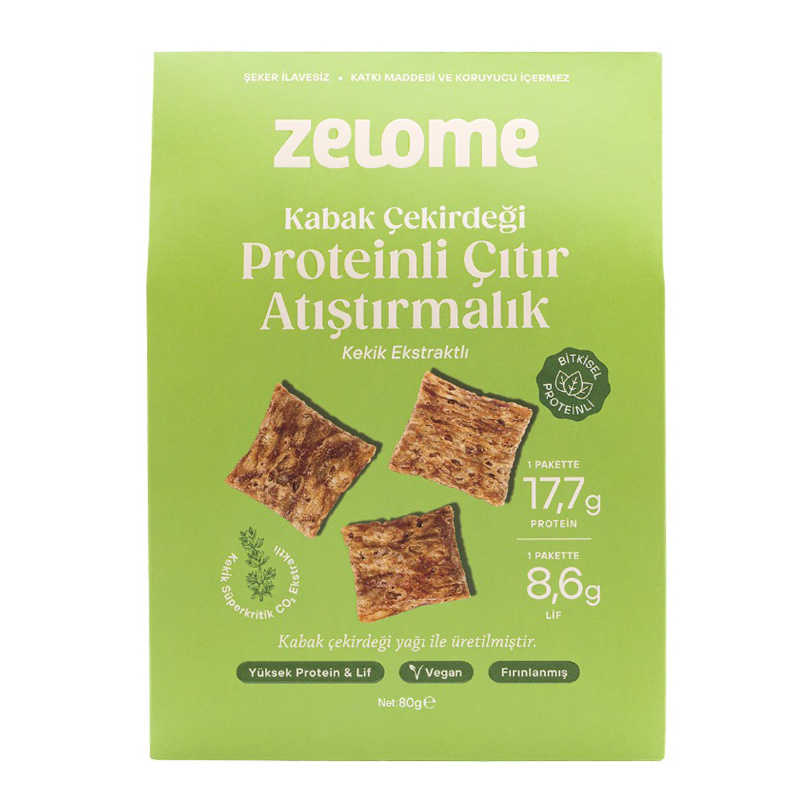 Zelome Kekikli Proteinli Çıtır Atıştırmalık 80 G