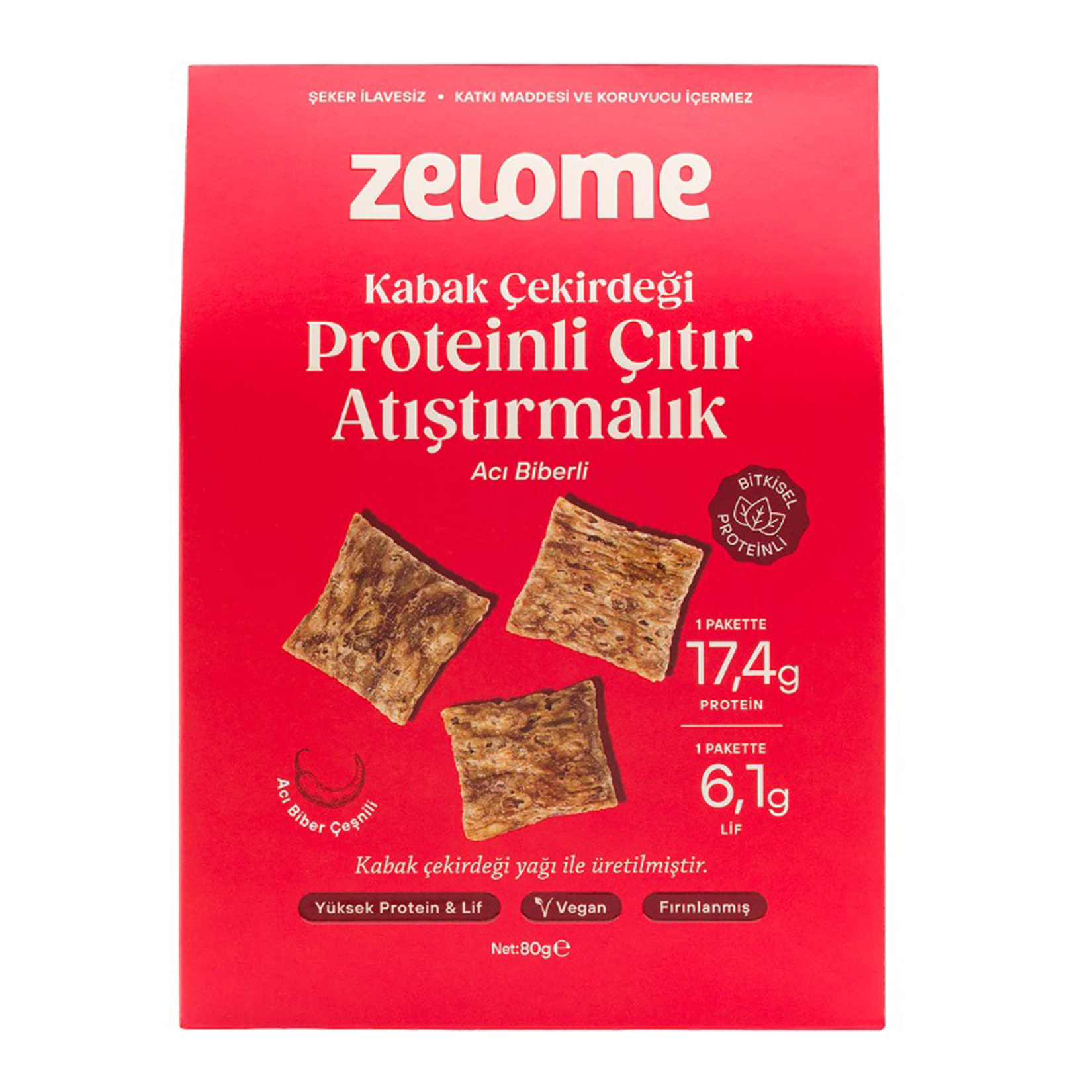 Zelome Acı Biberli Proteinli Çıtır Atıştırmalık 80 G