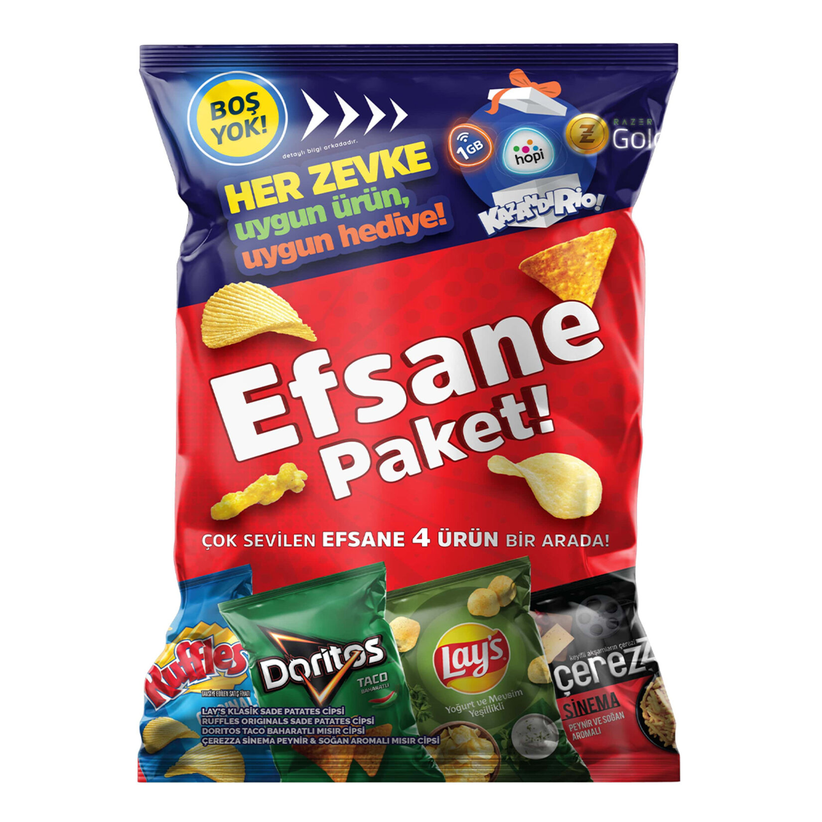 Lay's Ruffles Doritos Çerezza Efsane 4'lü Paket 256 g