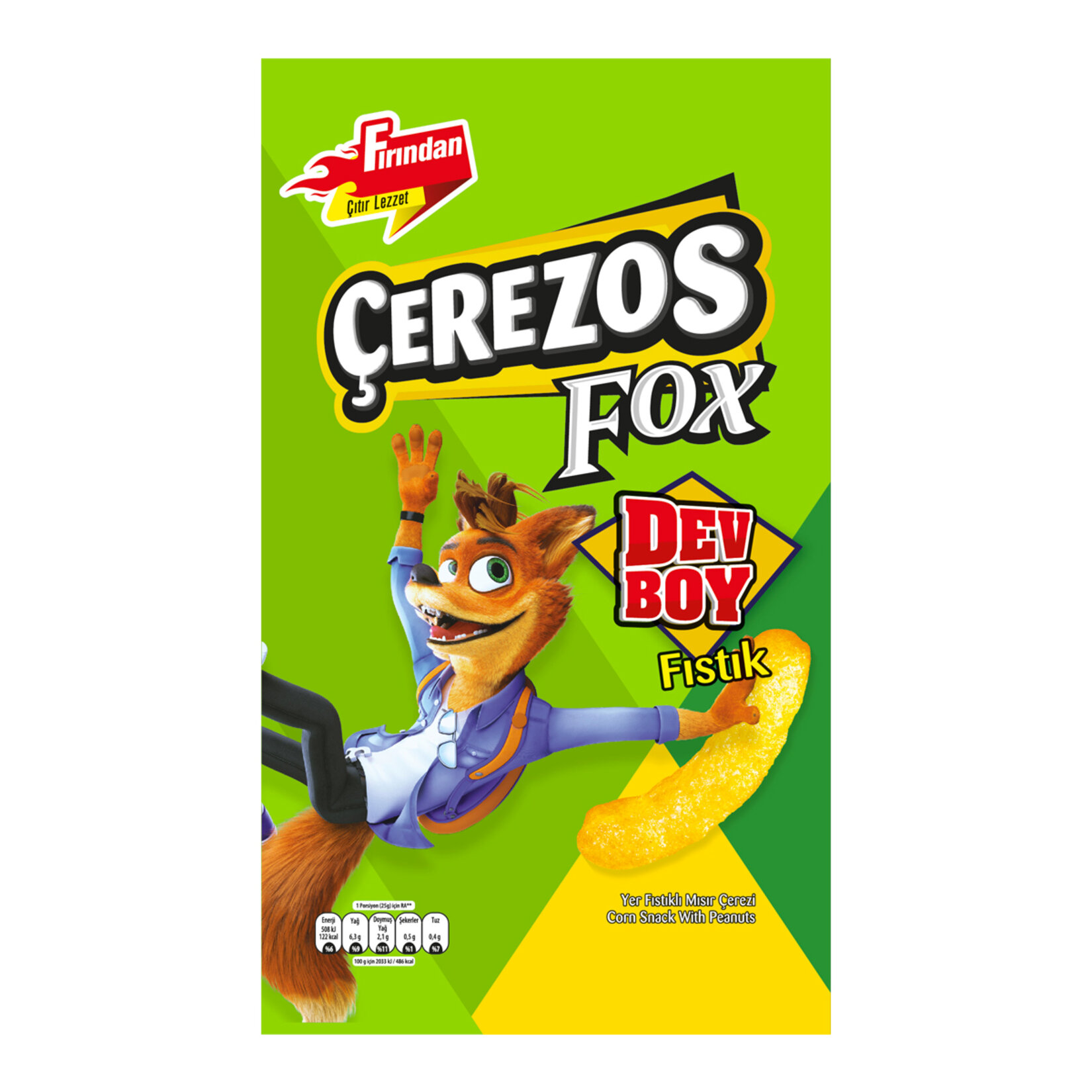 Çerezos Fox Dev Boy Fıstıklı Mısır Çerezi 150 G