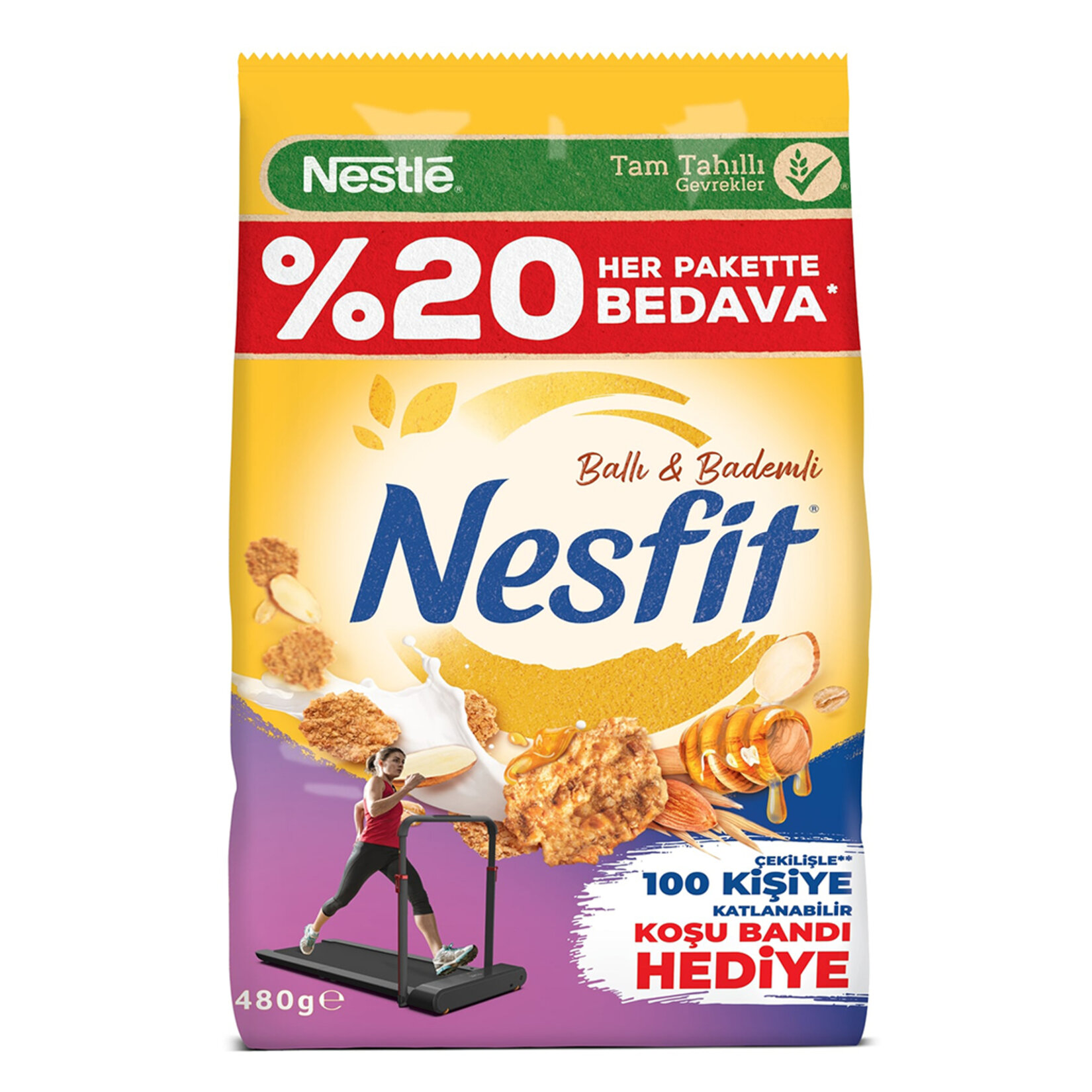Nesfit Ballı Bademli Gevrek %20 Bedava Promosyon 480 G