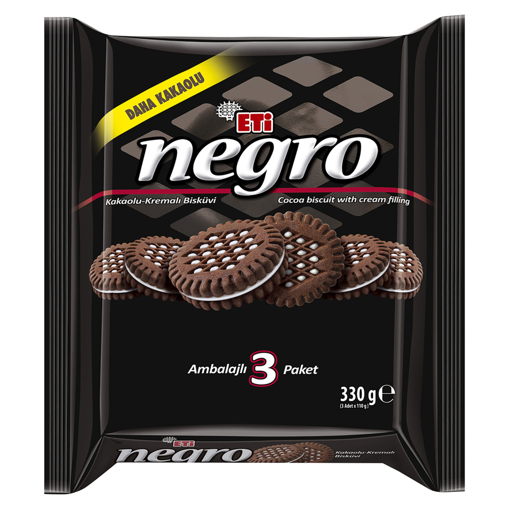 Eti Negro Kakaolu Kremalı Bisküvi 3'lü 330 G