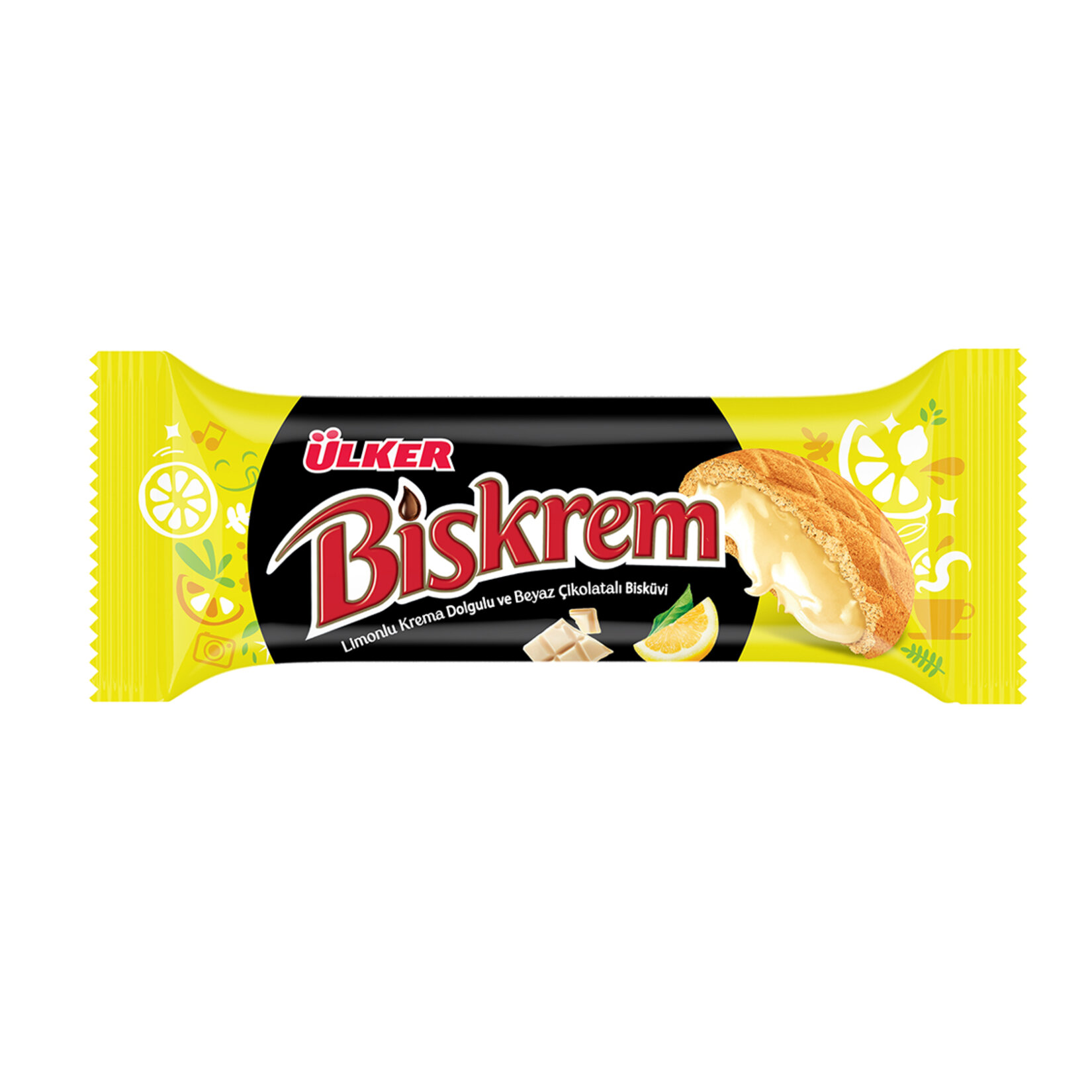 Ülker Biskrem Limon Krema Dolgulu & Beyaz Çikolata Bisküvi 94.5 G