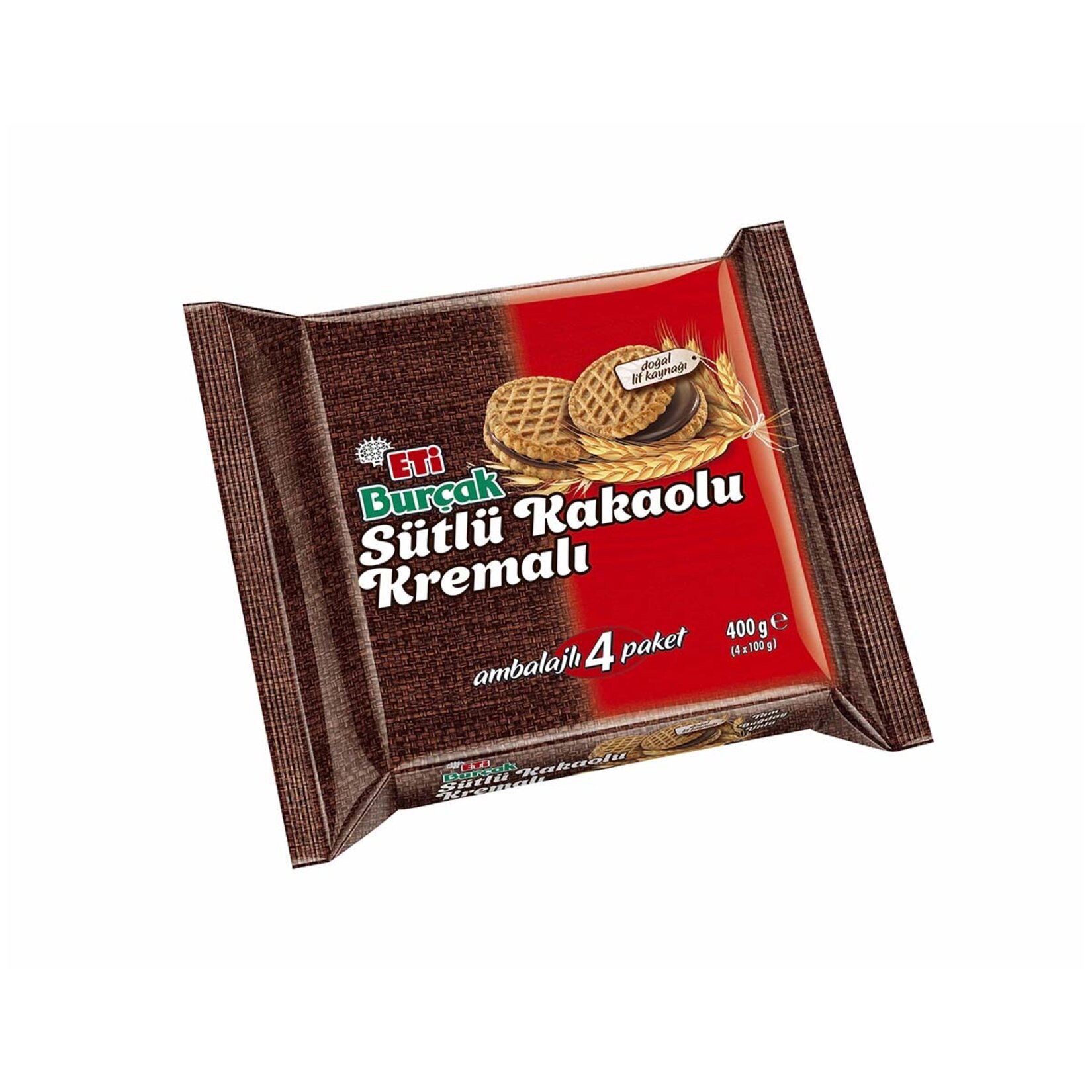 Eti Burçak Sütlü Kakao Kremalı Yulaflı Bisküvi 4x100 G