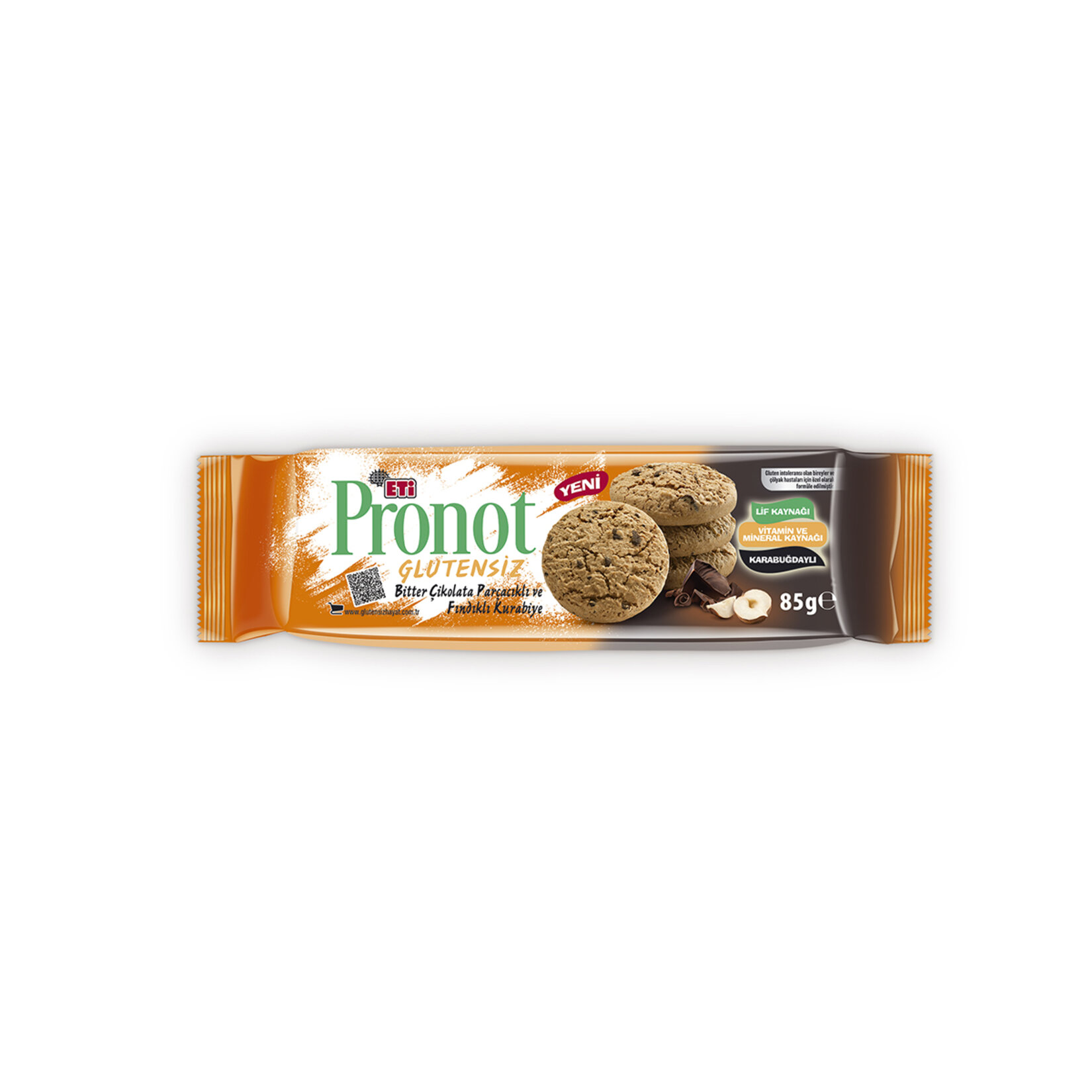 Eti Pronot Glutensiz Bitter Çikolata Parçacıklı Fındıklı Kurabiye 85G