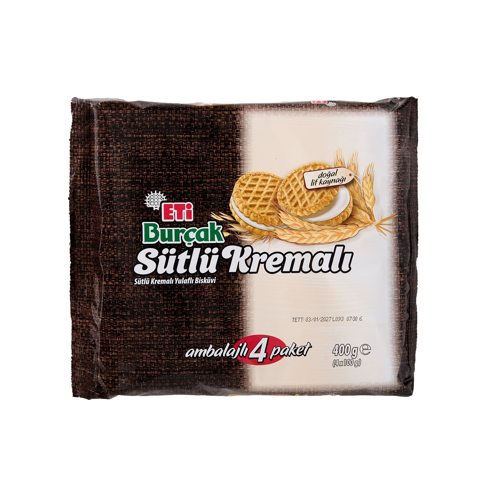 Eti Burçak Sütlü Kremalı Yulaflı Bisküvi 4'Lü 400G