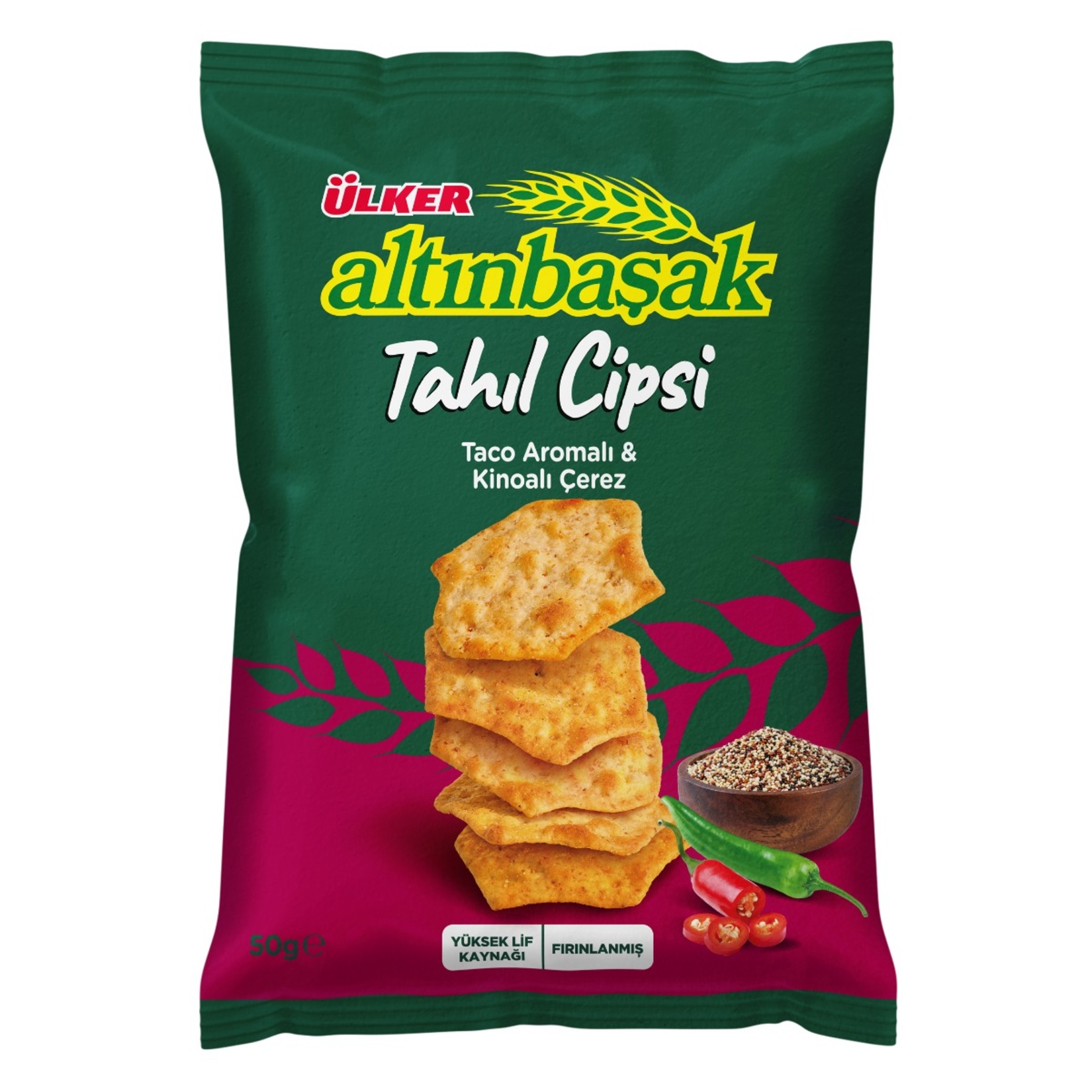 Ülker Altınbaşak Tahıl Cipsi Taco Aromalı & Kinoalı Çerez 50 G