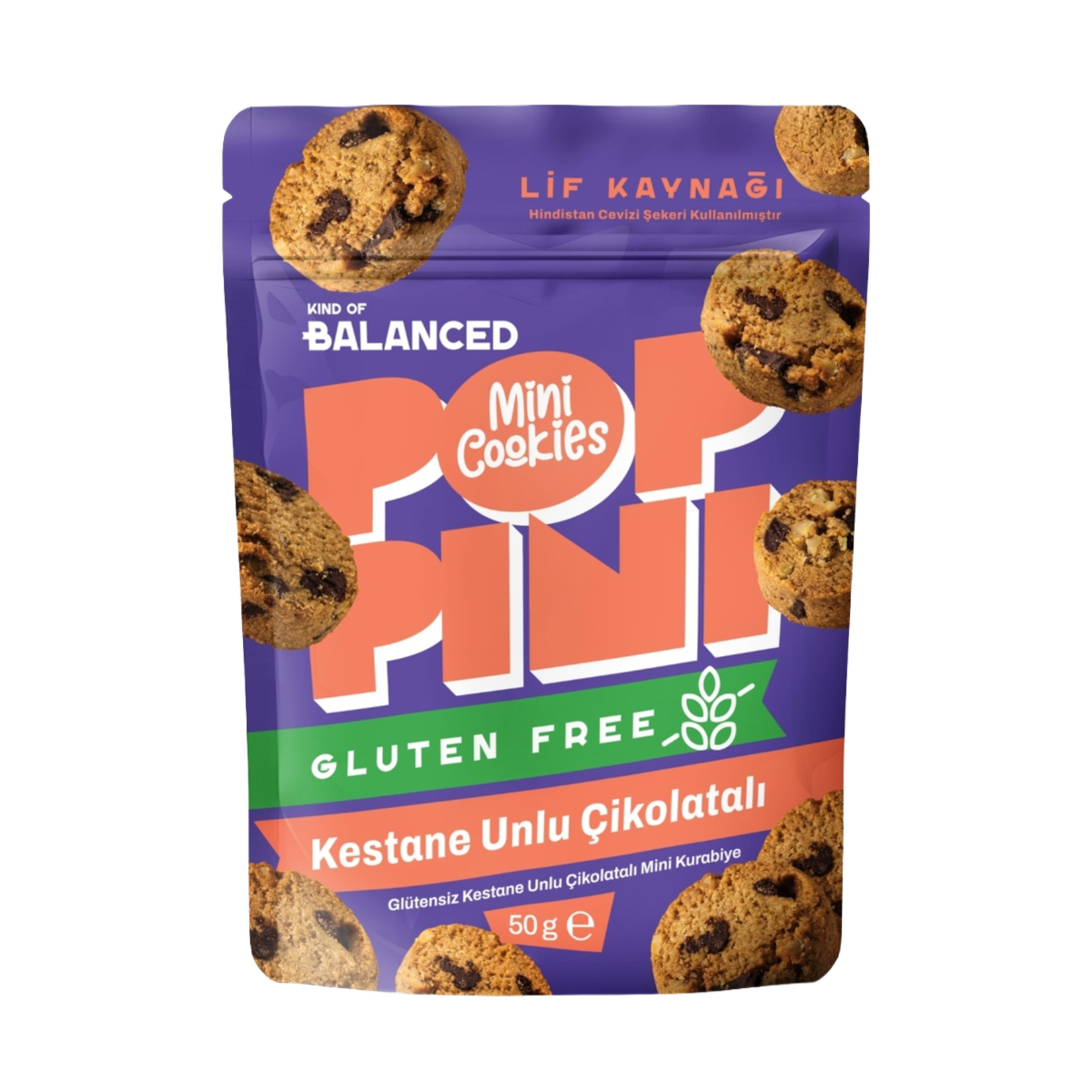 Kind Of Balanced Glutensiz Kestane Unlu Çikolatalı Mini Kurabiye 50 G