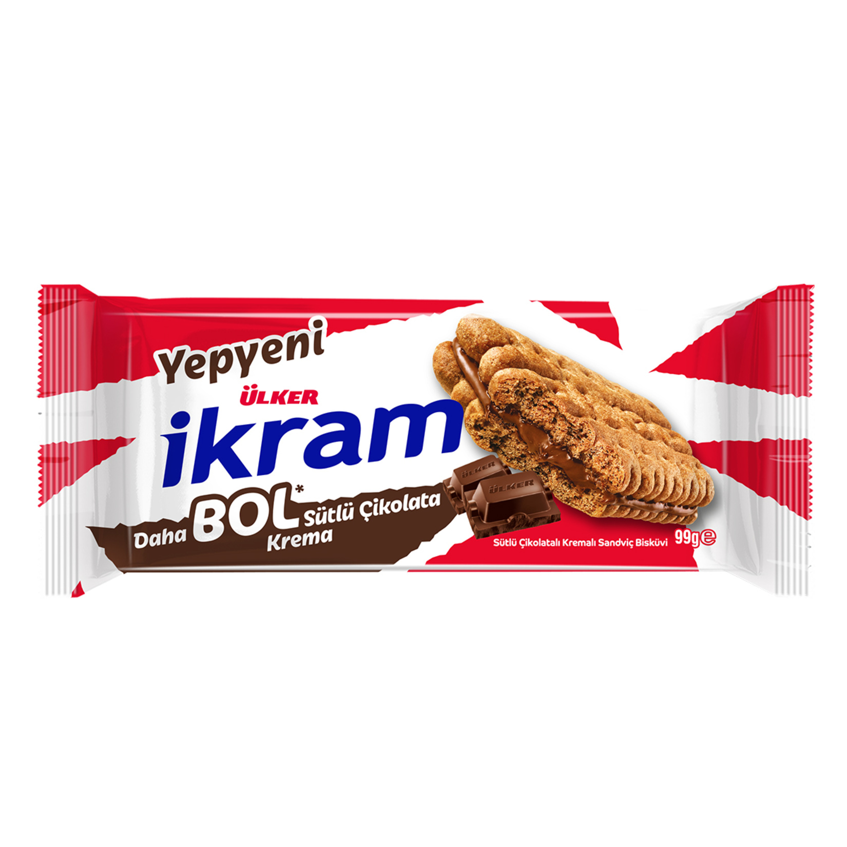 Ülker İkram Sütlü Çikolatalı Kremalı Sandviç Bisküvi 99 G