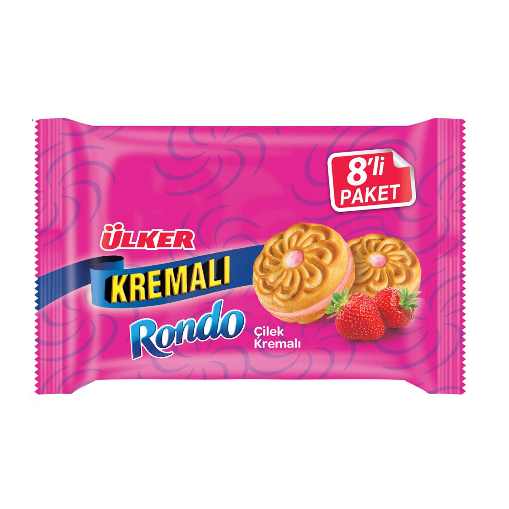 Ülker Kremalı Rondo Çilekli Bisküvi 8X61g