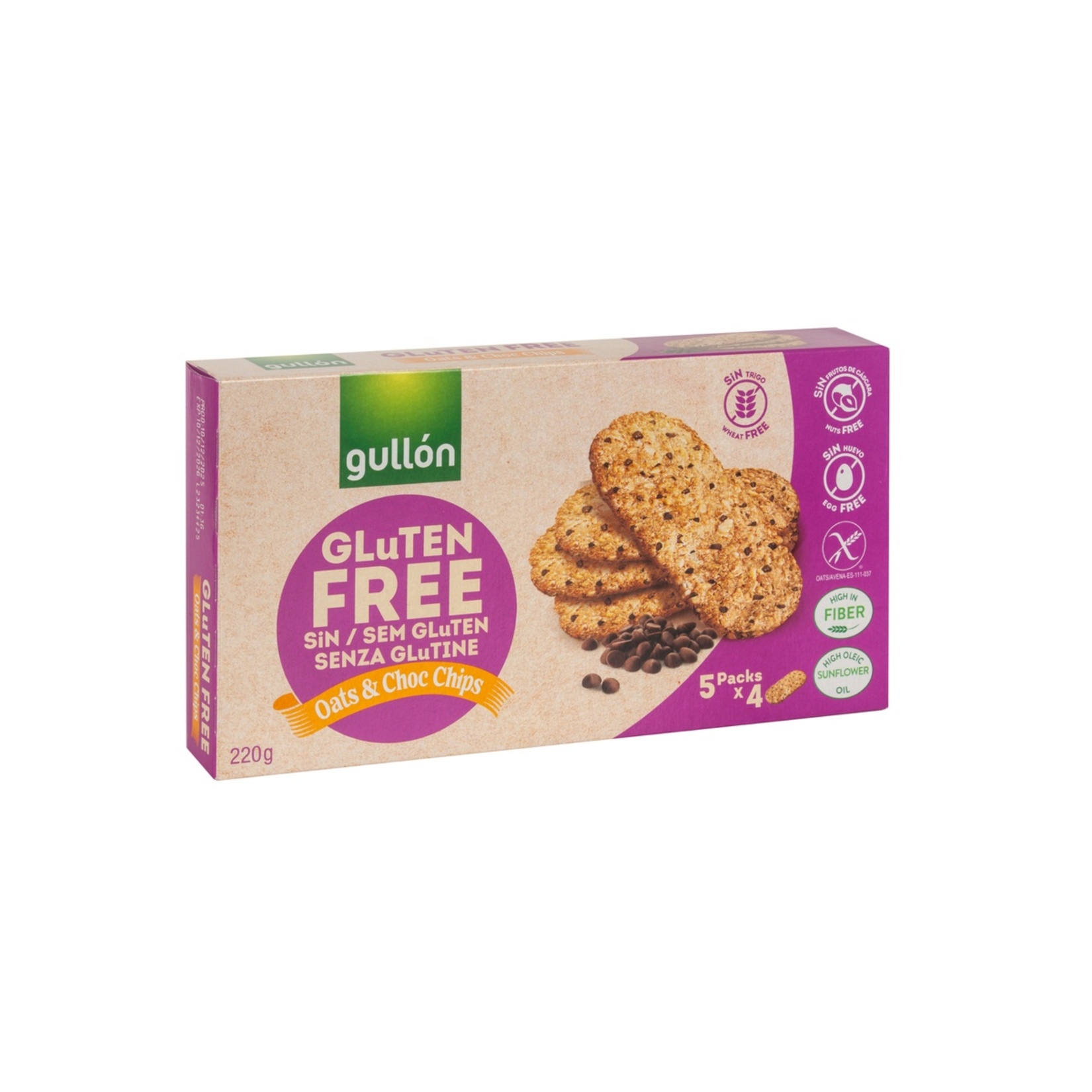 Gullon Çikolata Parçacıklı Glutensiz Yulaflı Kurabiye 220 G