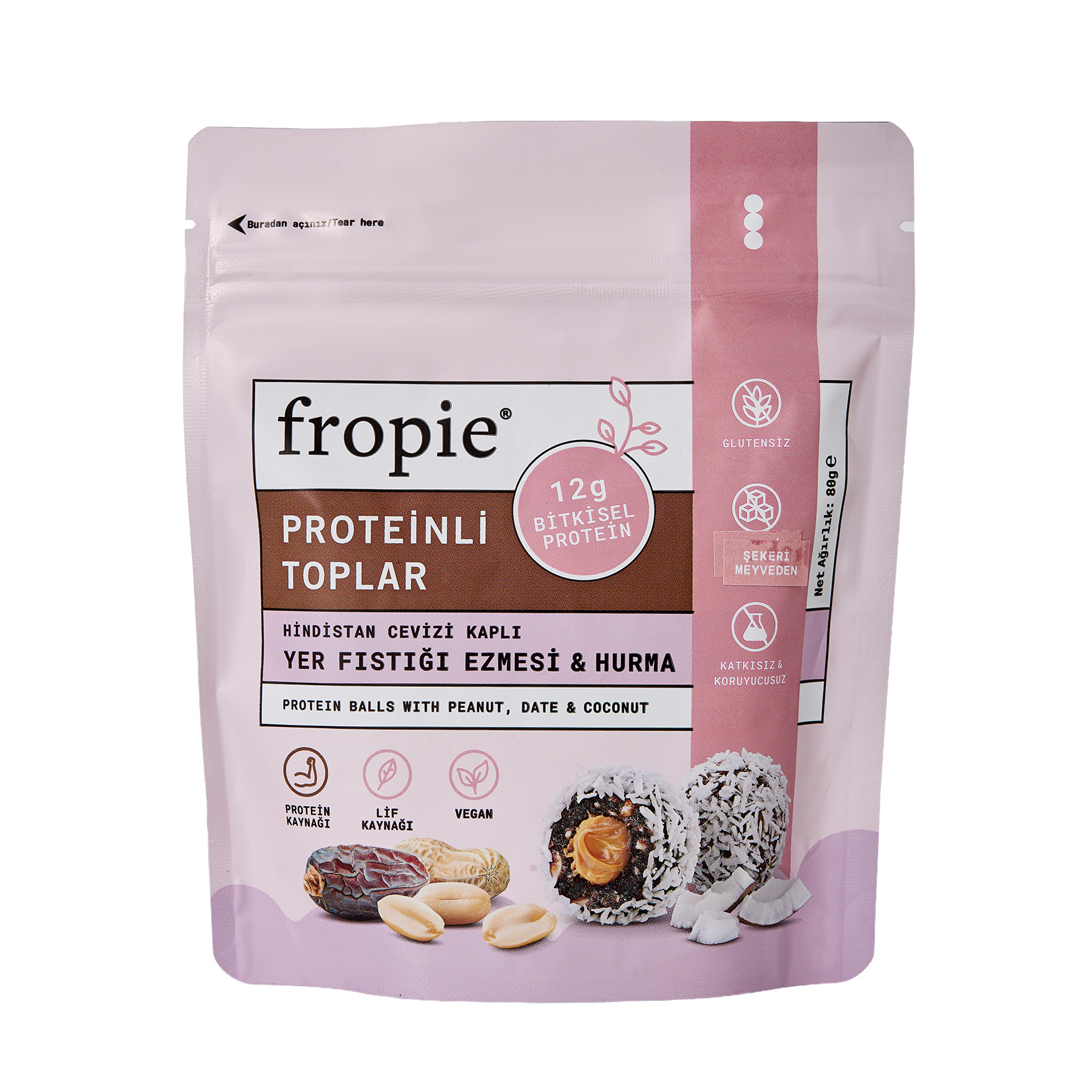 Fropie Yer Fıstığı Hurma Proteinli Toplar 80 G