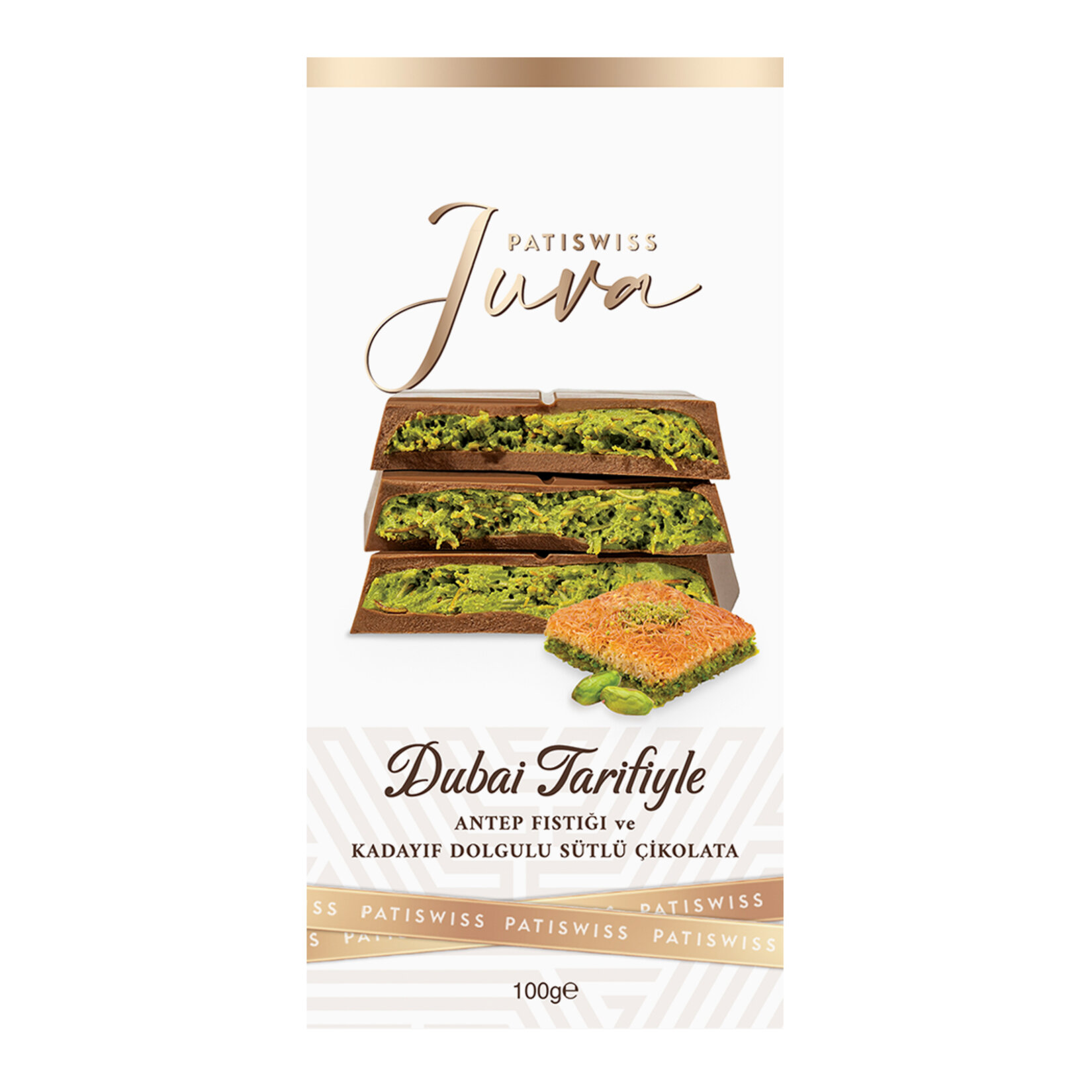 Patiswiss Antep Fıstık ve Kadayıf Dolgulu Sütlü Çikolata 100 G