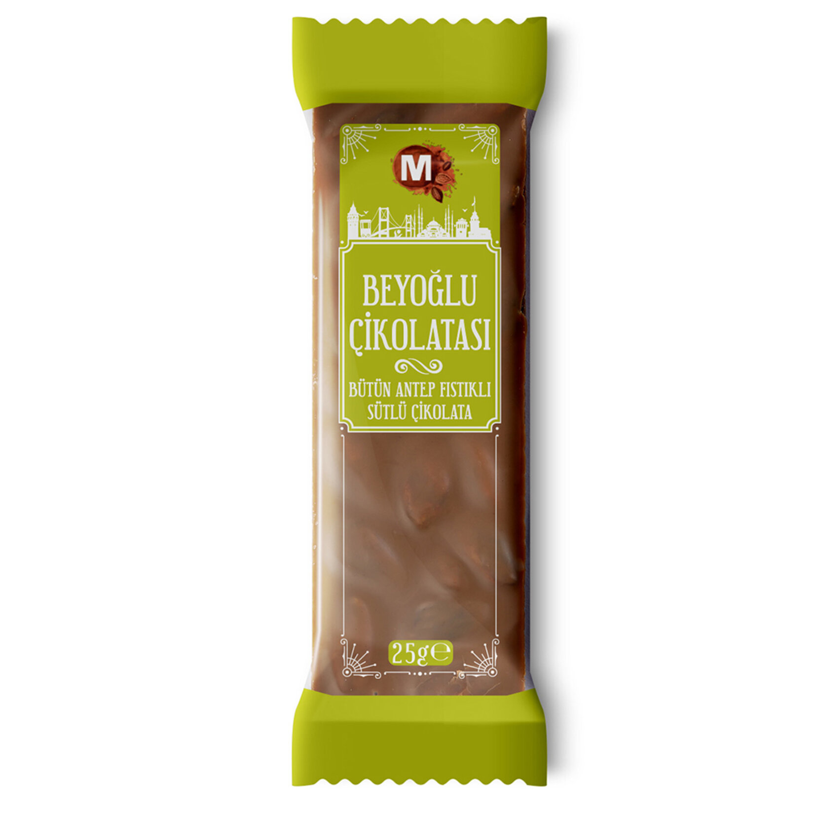 Migros Beyoğlu Çikolatası Bütün Antep Fıstıklı Sütlü 25 G