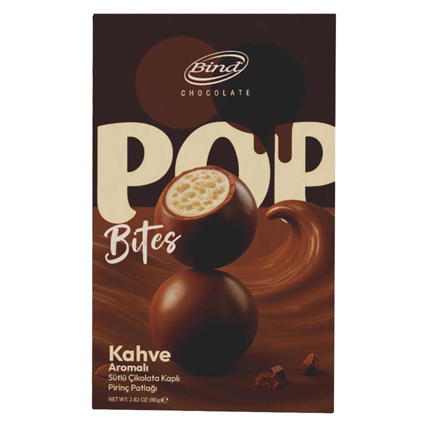 Bind Kahve Aromalı Sütlü Beyaz Çikolata Kaplı Pirinç Patlağı 80 G