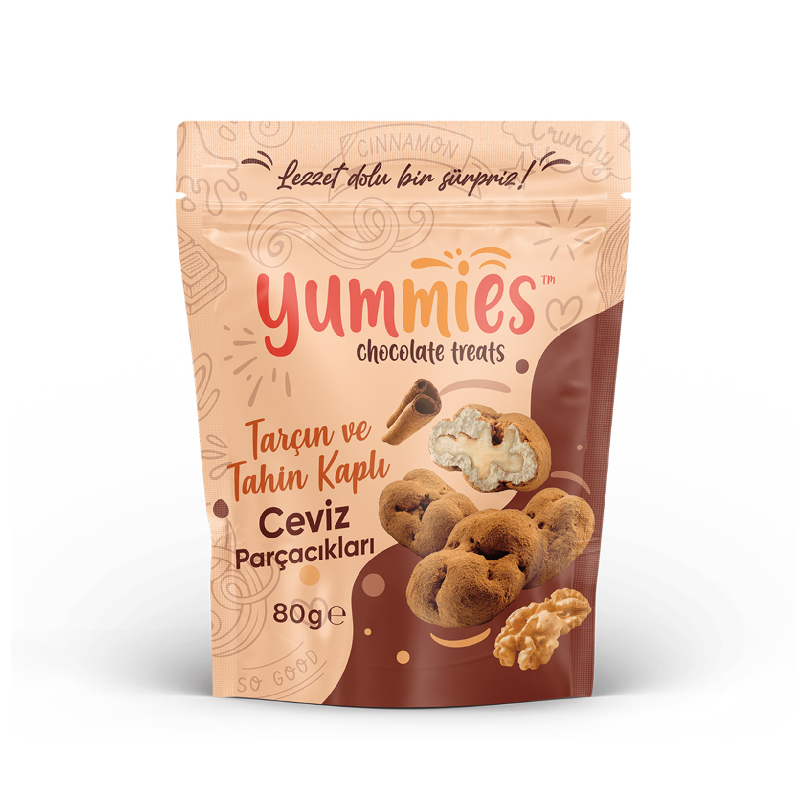 Yummies Tahin & Tarçın Kaplamalı Cevizli Draje 80 G