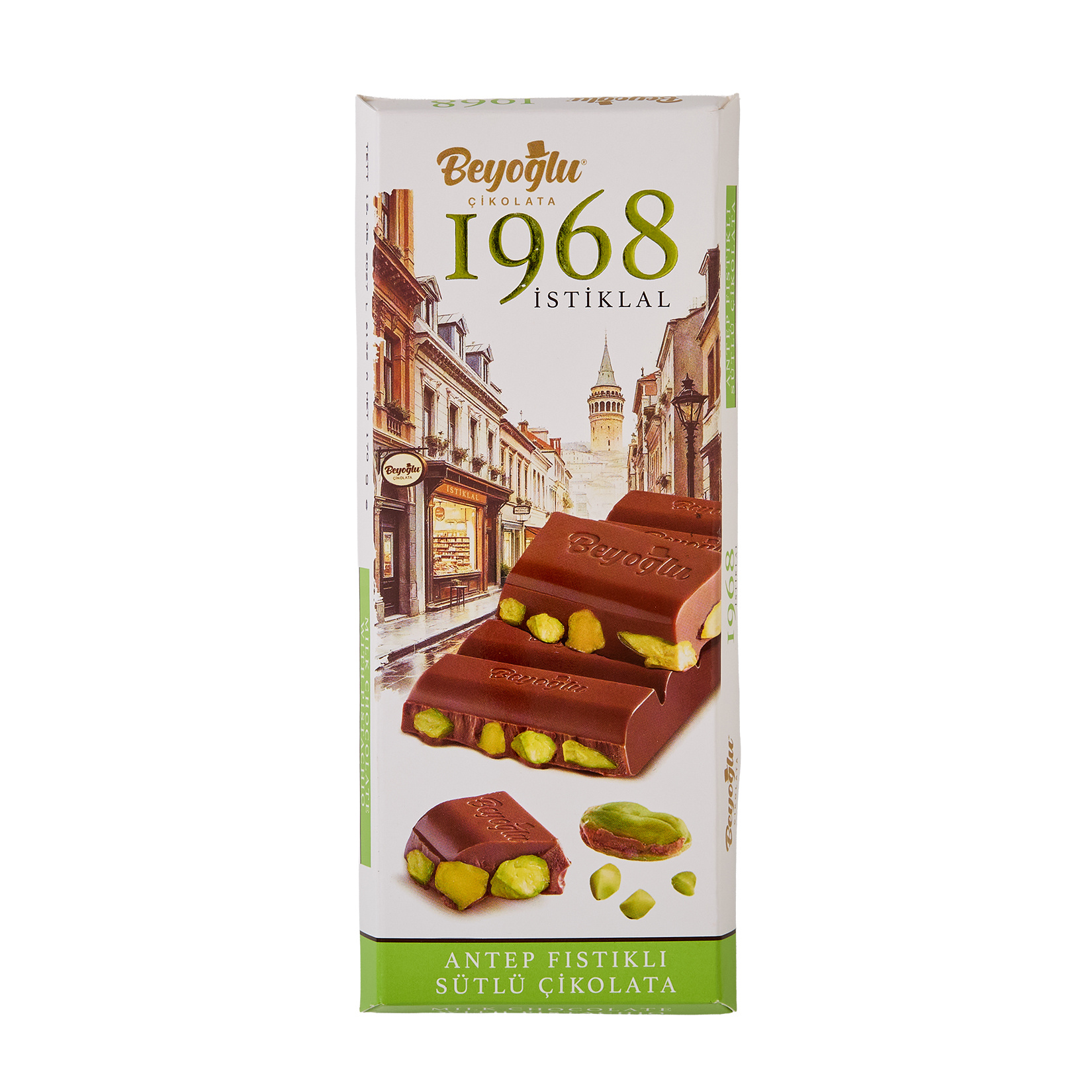 Beyoğlu 1968 Bütün Antep Fıstıklı Sütlü Çikolata 170 G