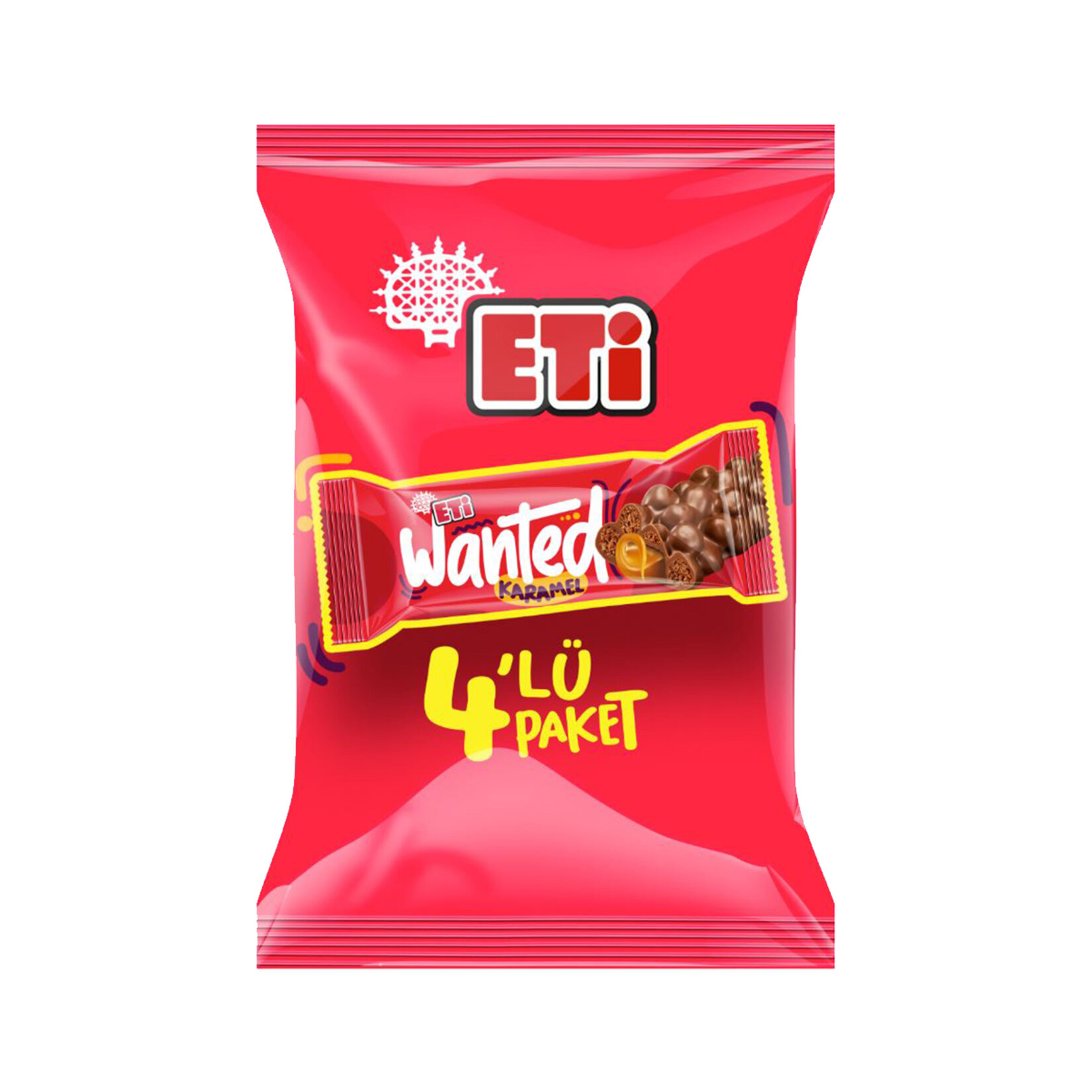 Eti Wanted Sütlü Çikolata Kaplı Mısır ve Buğday Gevrekli Karamelli Bar 32 g 