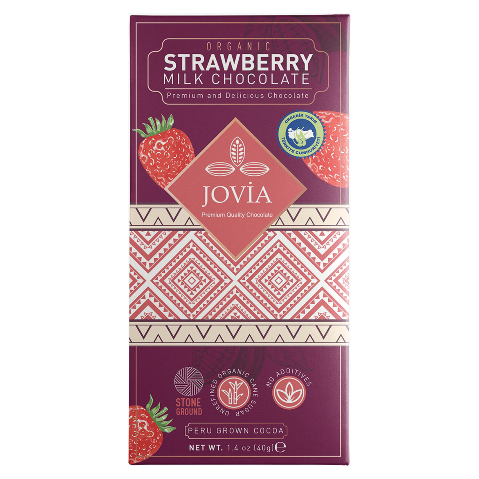 Jovia Organik Sütlü Çikolata Çilekli 40 G