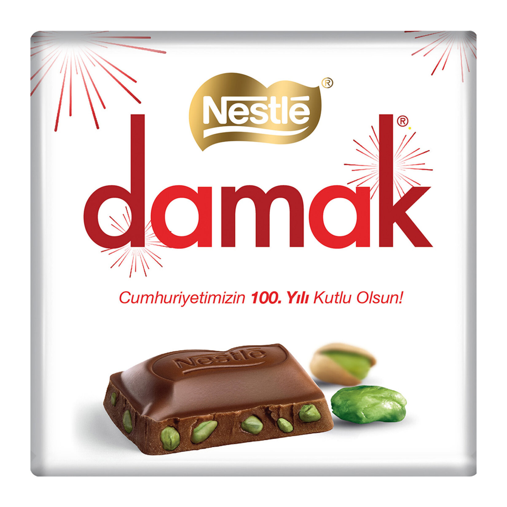 Nestle Damak Antep Fıstıklı Sütlü Kare Çikolata 60 G