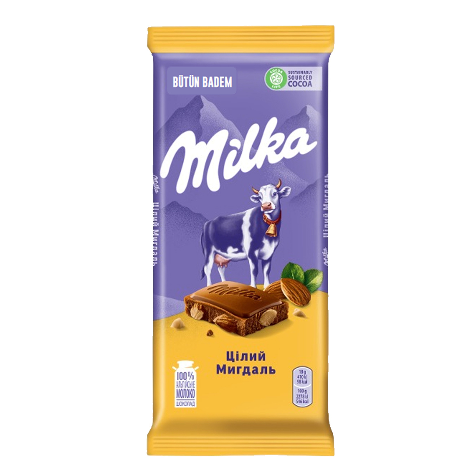 Milka Bütün Bademli Sütlü Çikolata 90G