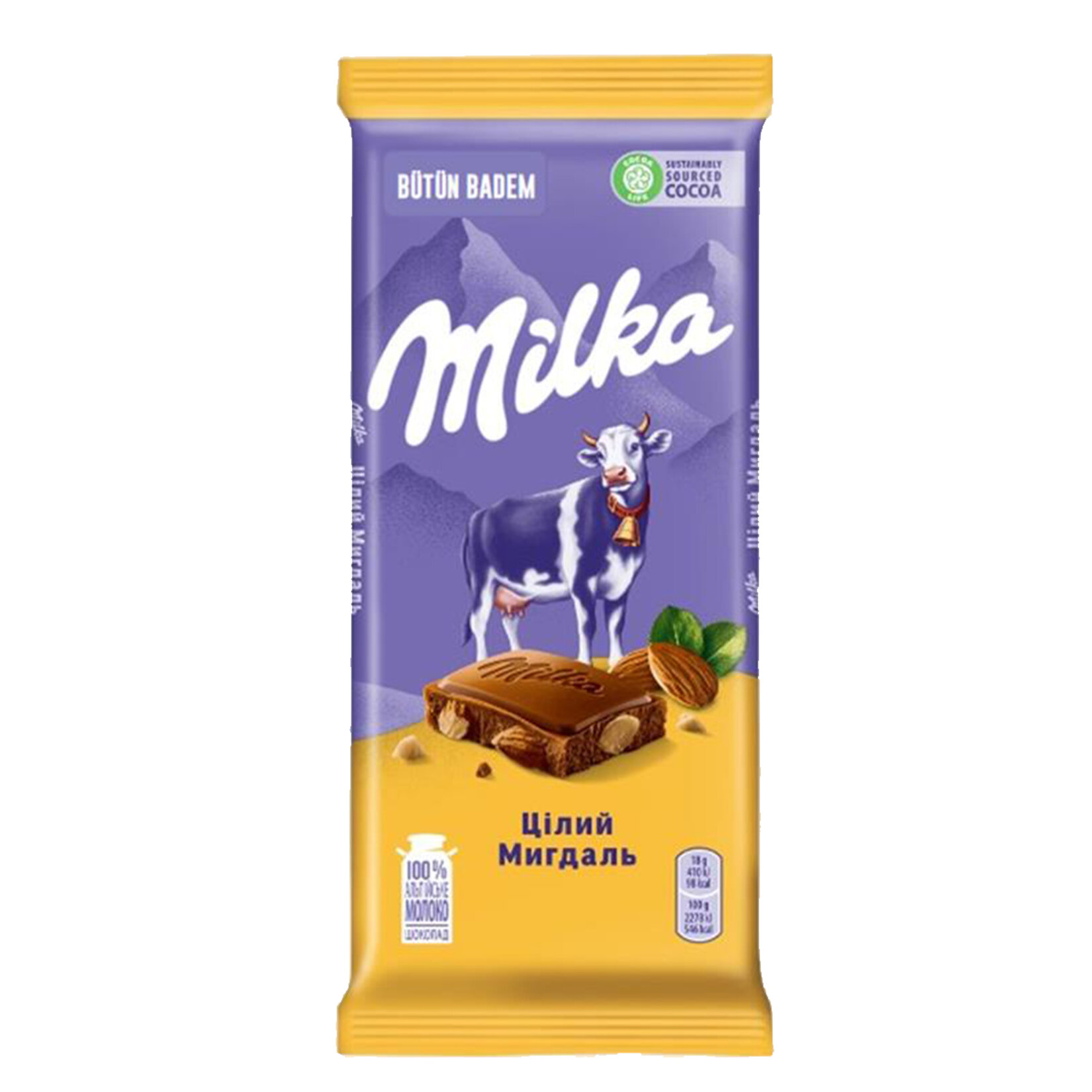 Milka Bütün Bademli Sütlü Çikolata 90G