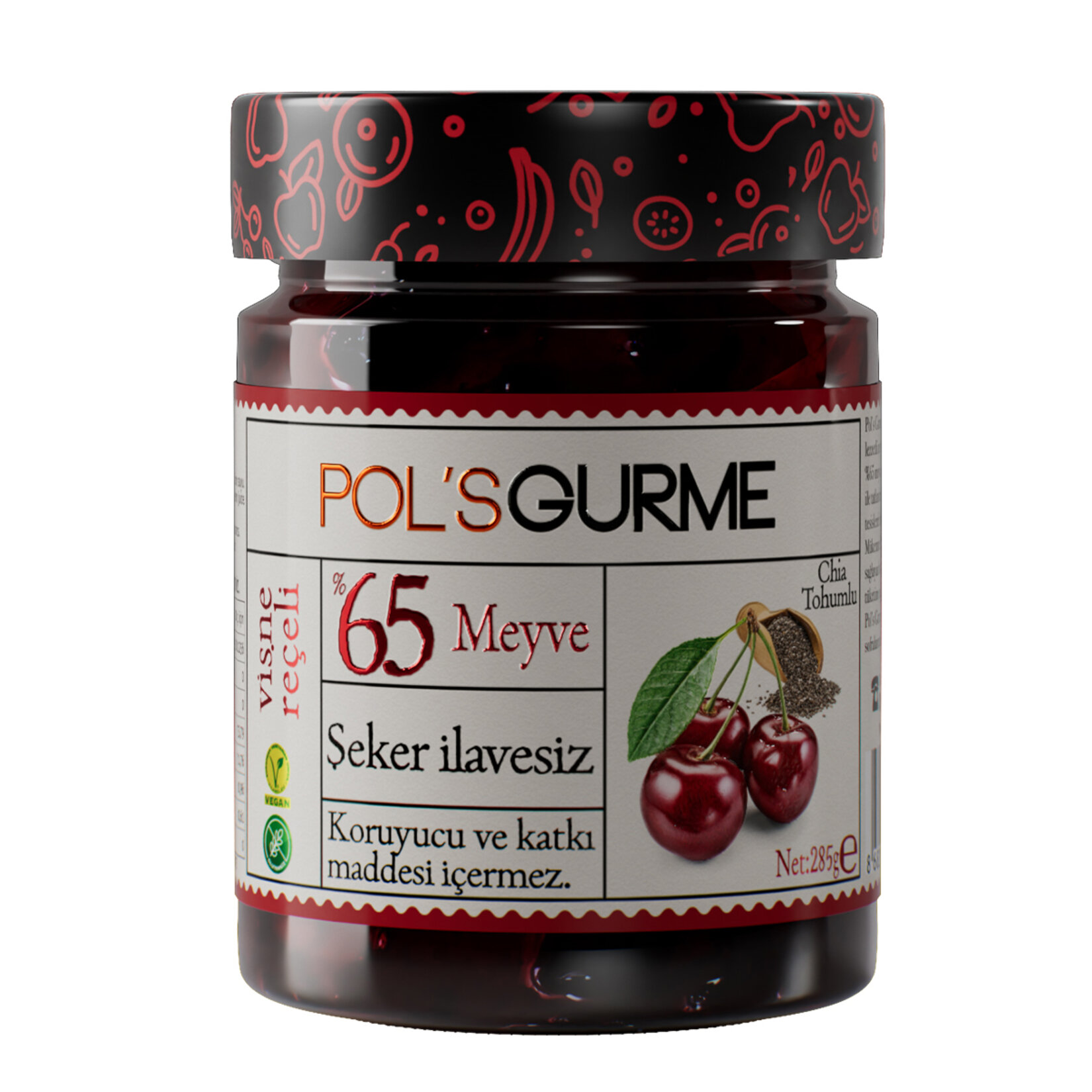 Pol's Gurme Şeker İlavesiz Vişne Reçeli 285 G
