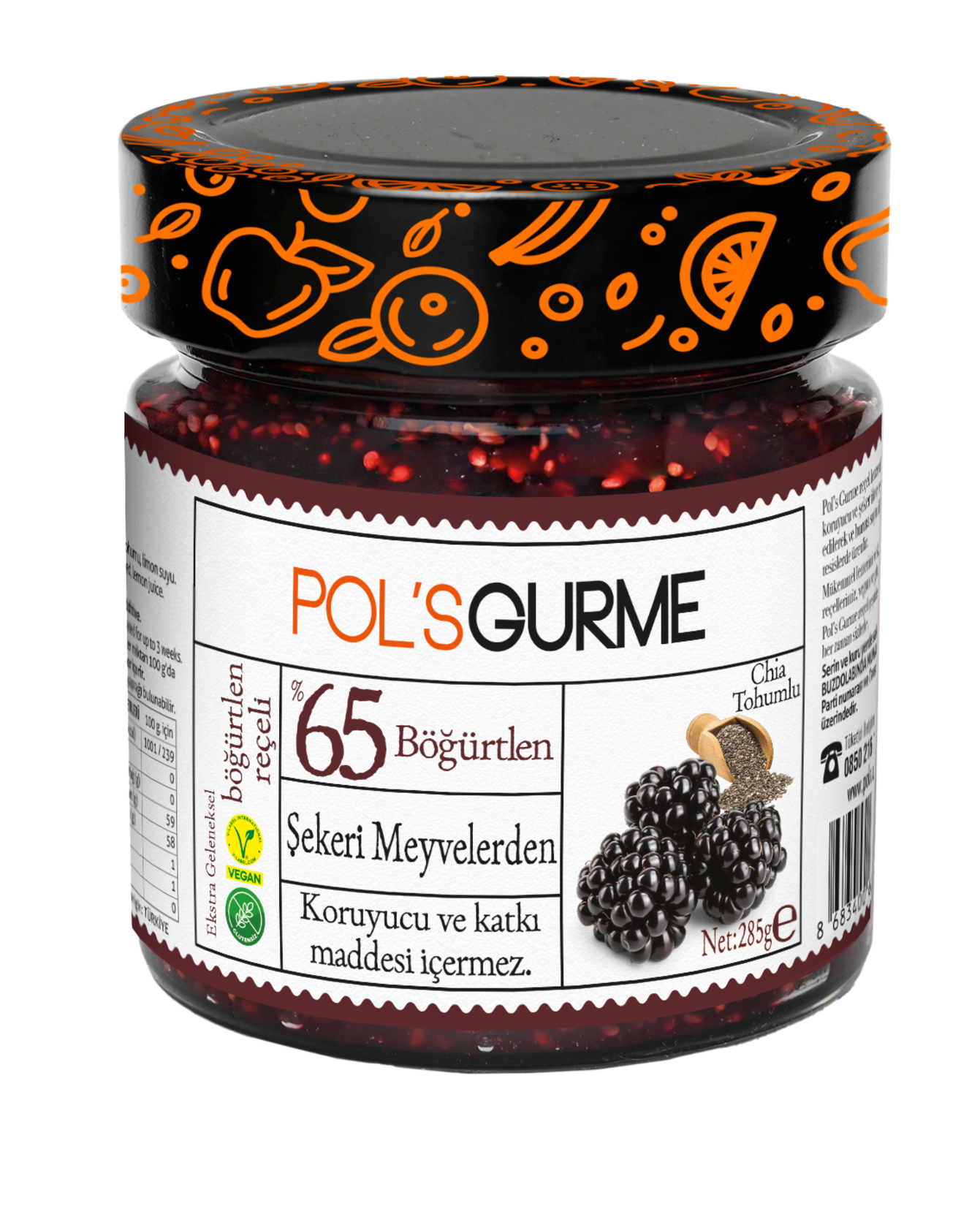 Pol's Gurme Şeker İlavesiz Böğürtlen Reçeli 285 g